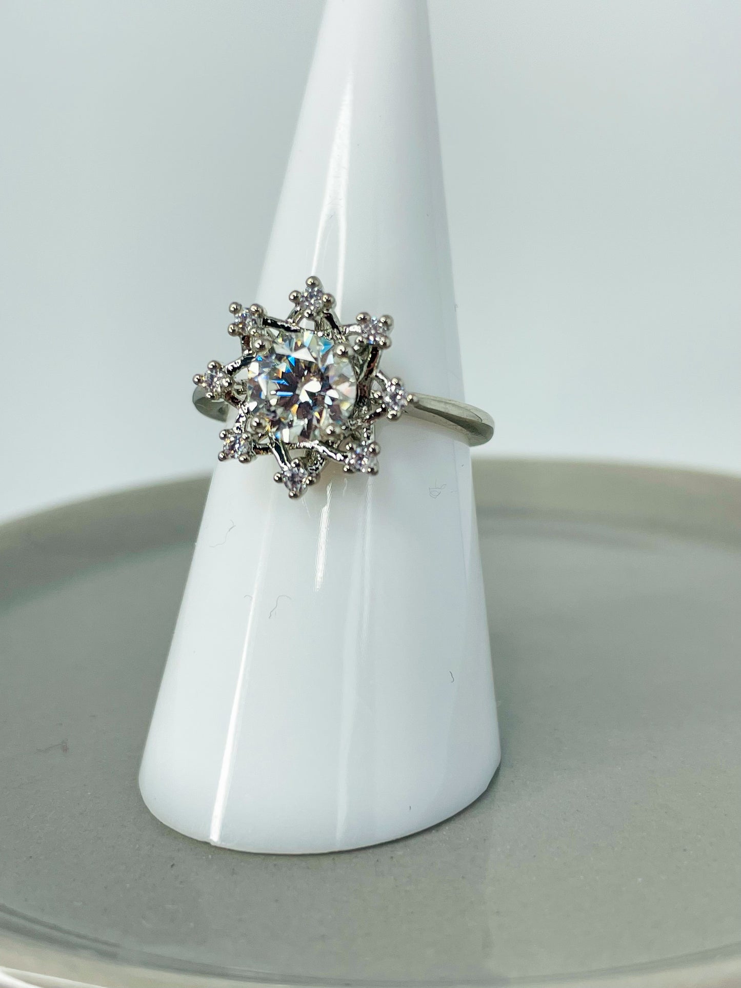 Moissanite Snowflake Silver Ring