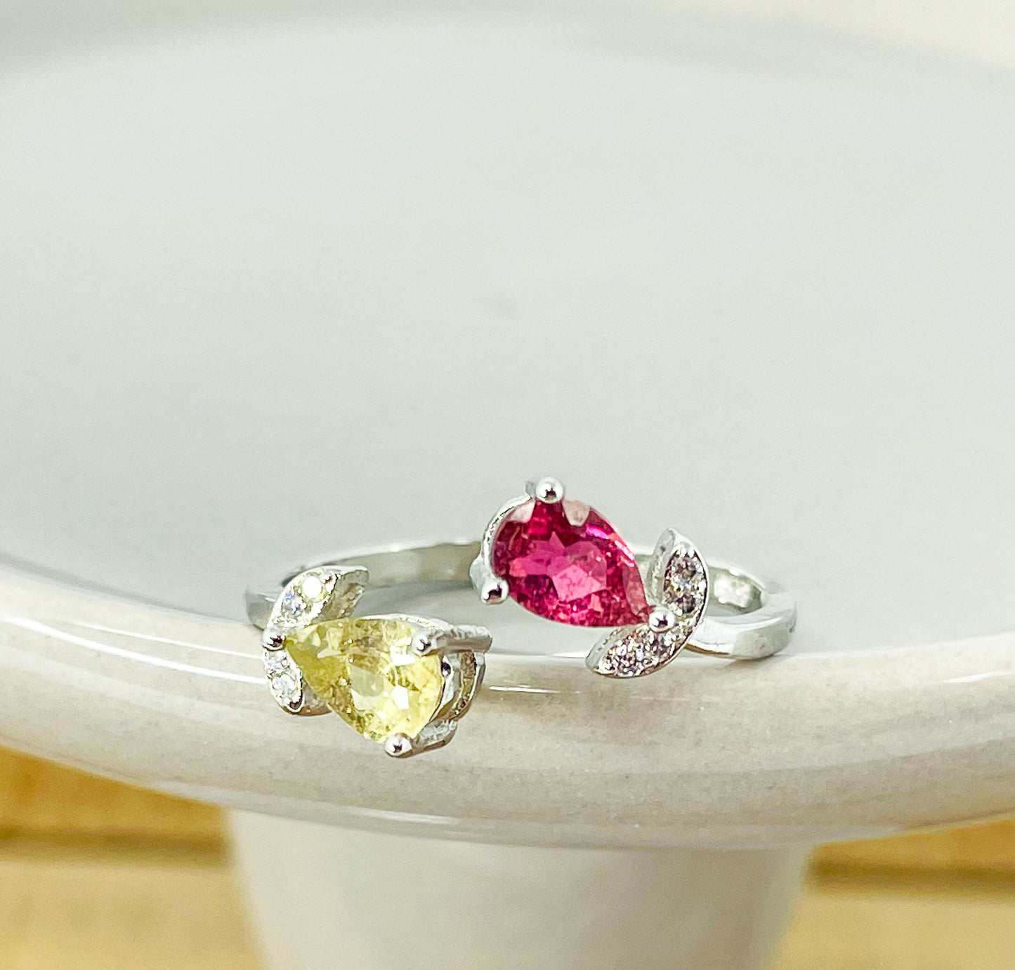 Sterling Silver Natural Tourmaline Petal Wrap Ring