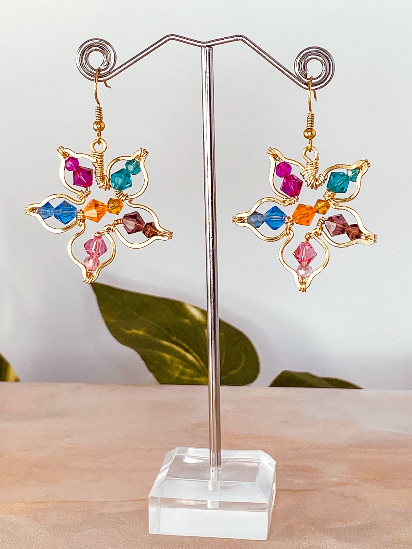 Flower Blossom Wire Wrapped Earrings