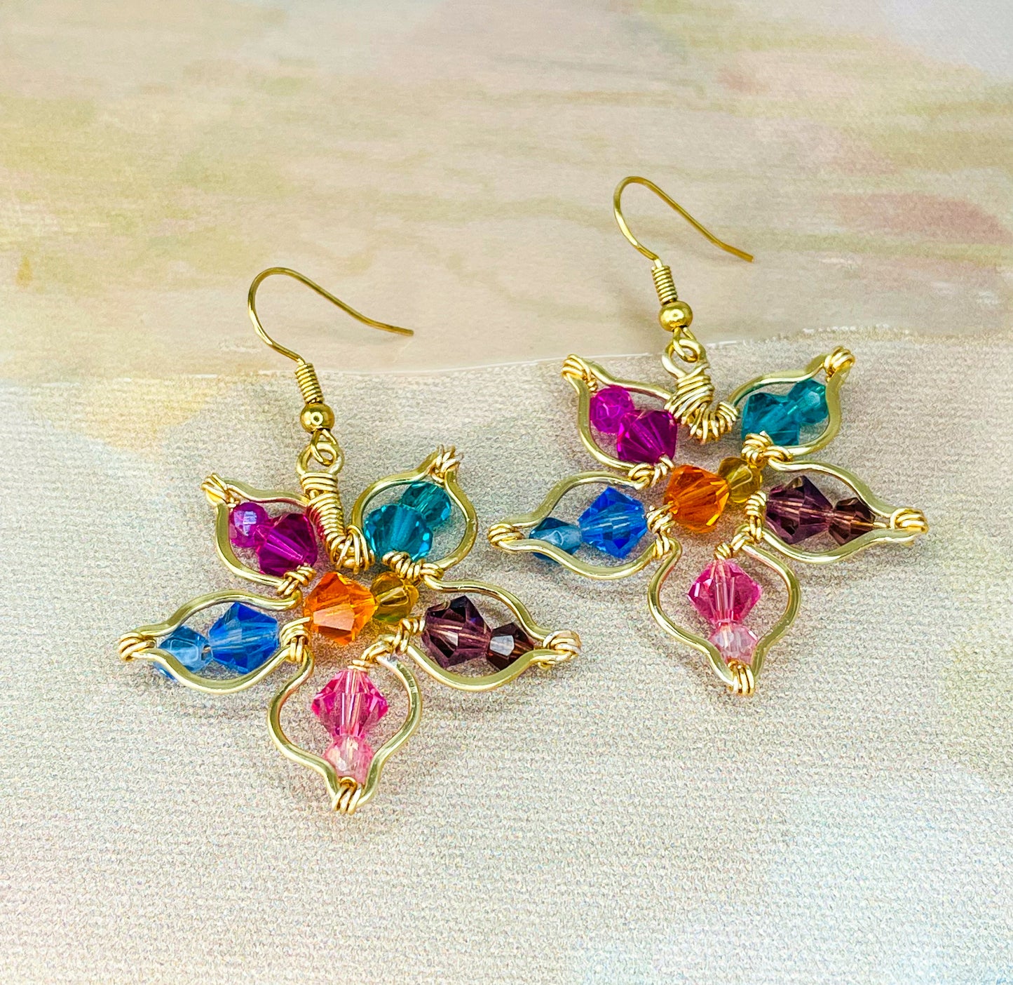 Flower Blossom Wire Wrapped Earrings