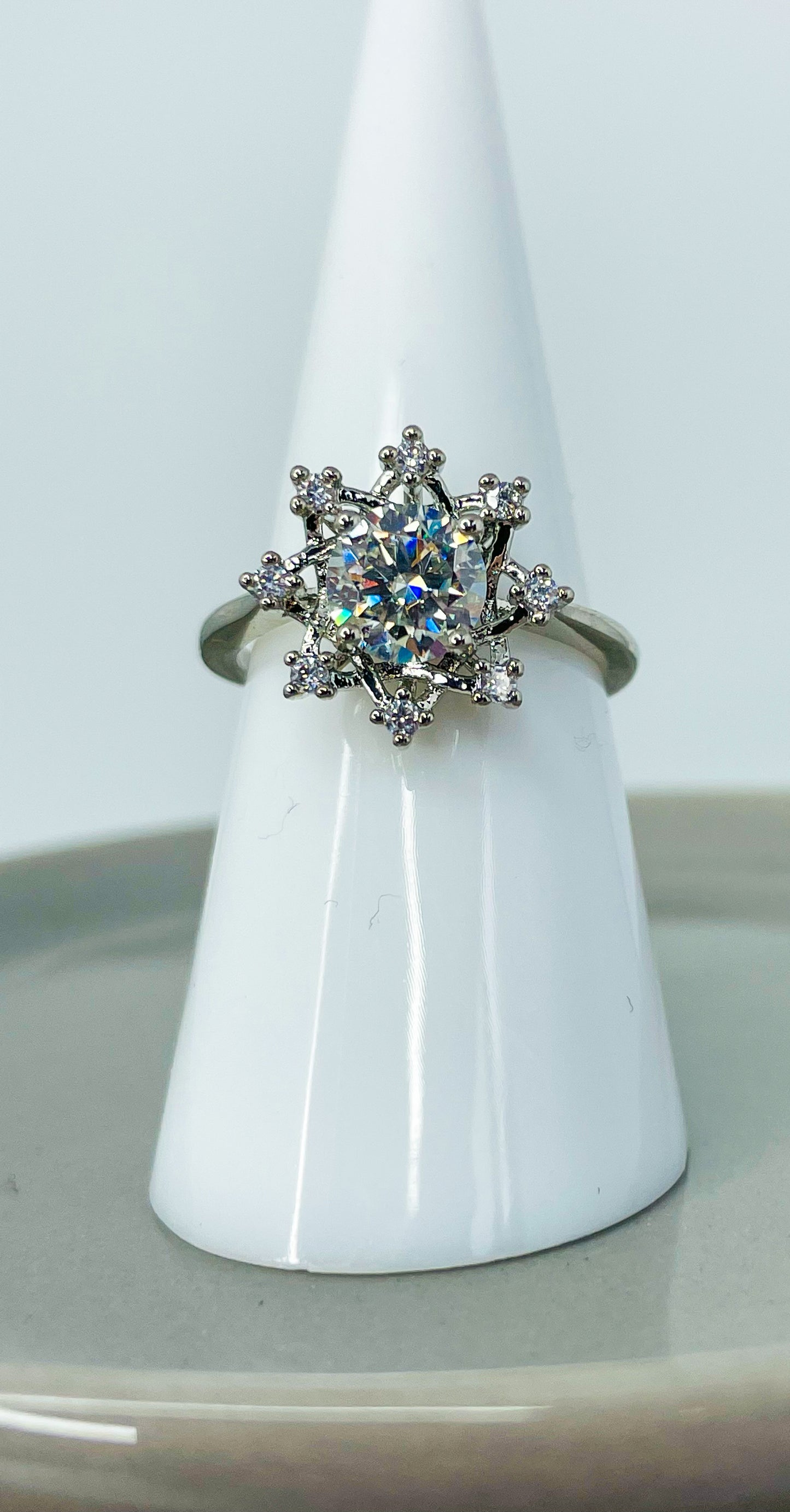 Moissanite Snowflake Silver Ring