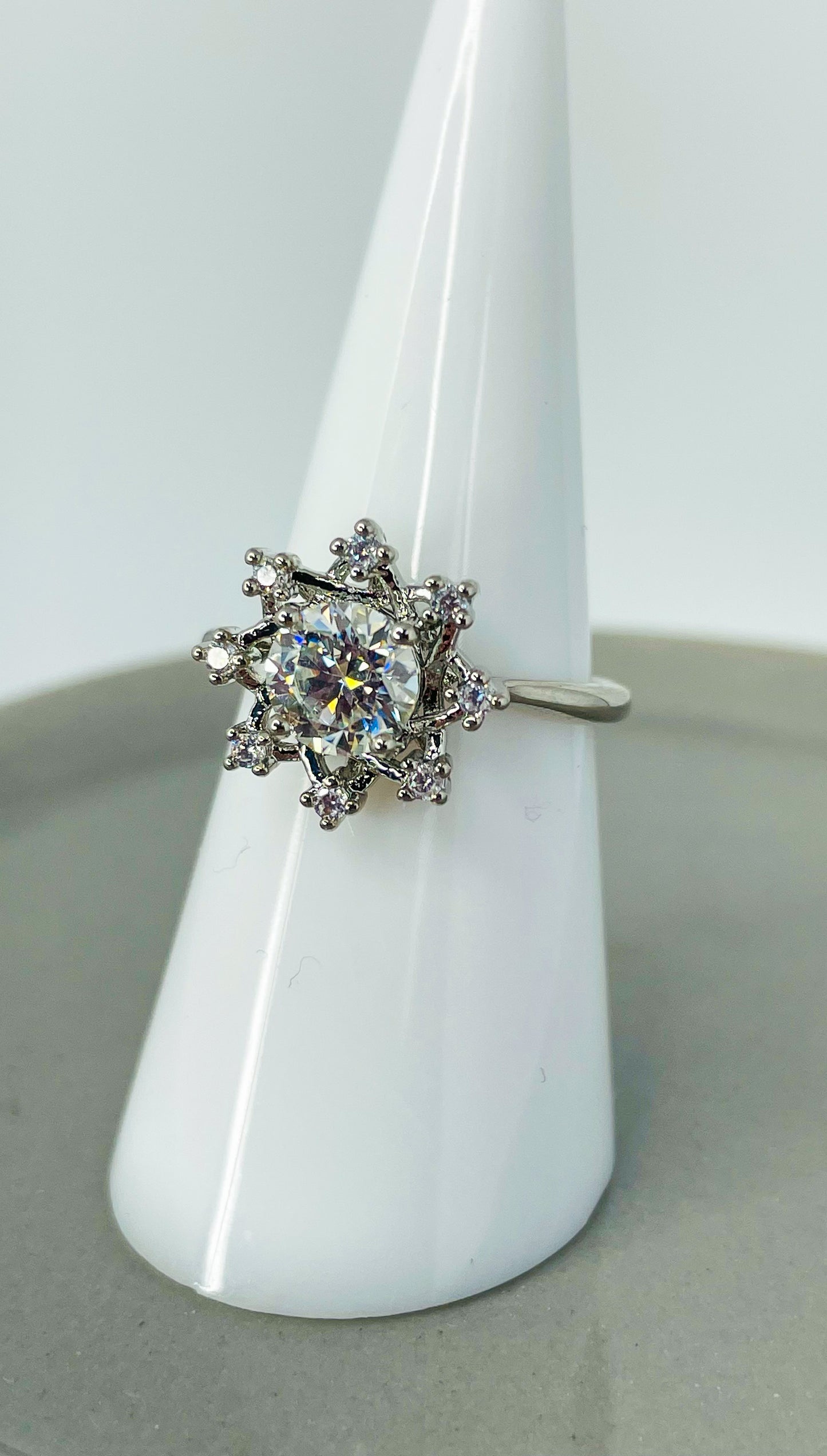 Moissanite Snowflake Silver Ring