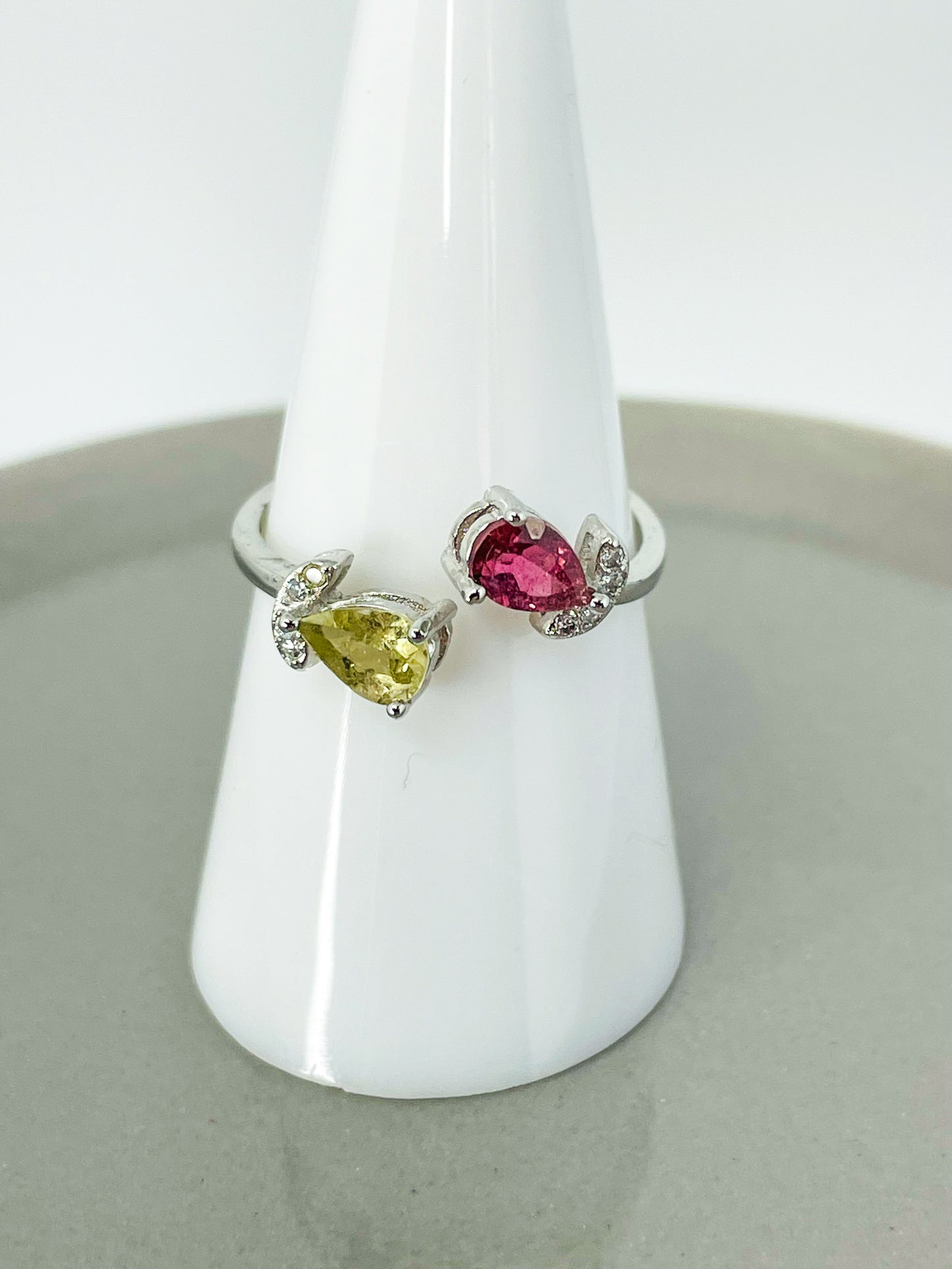 Sterling Silver Natural Tourmaline Petal Wrap Ring