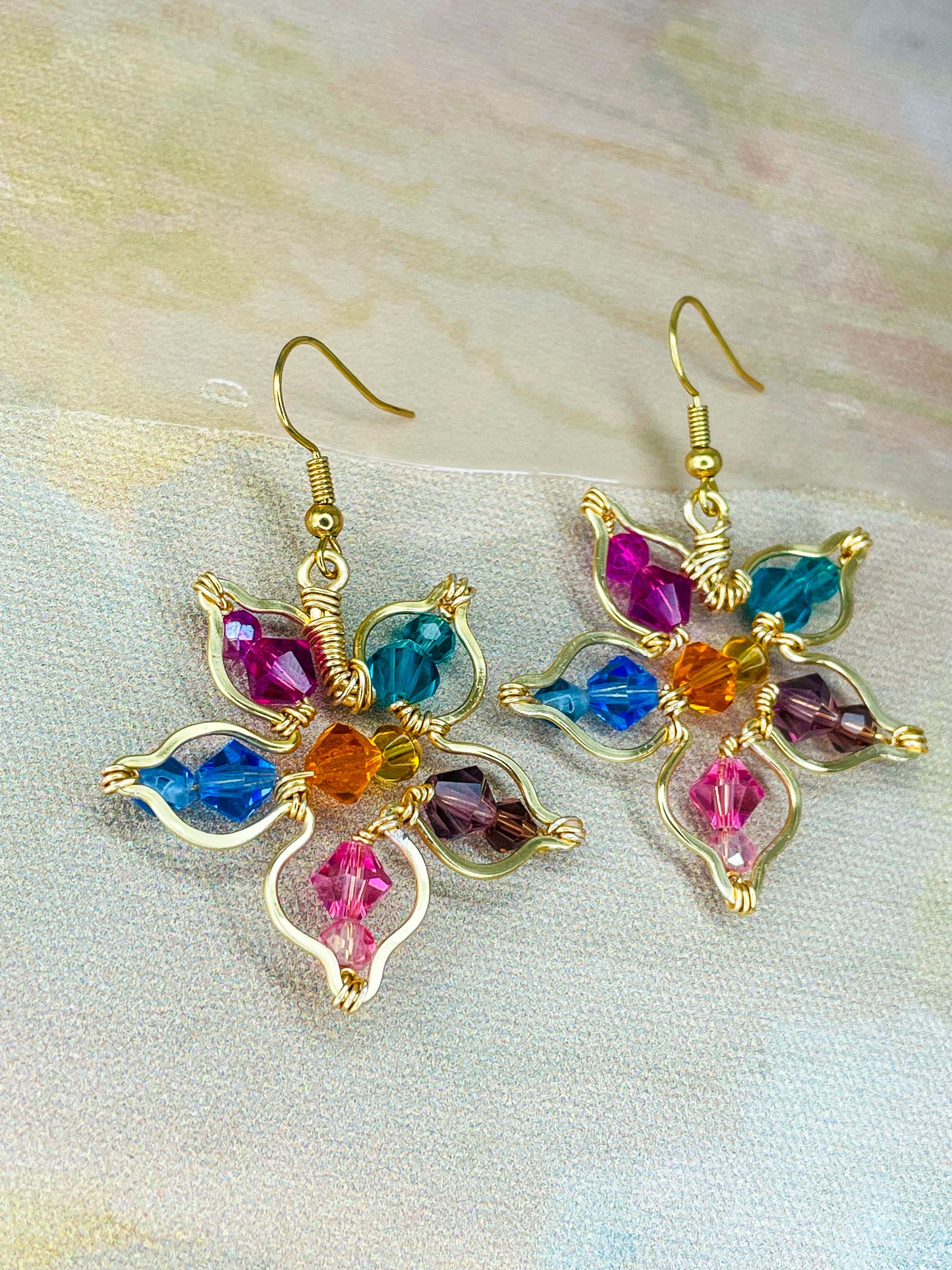 Flower Blossom Wire Wrapped Earrings