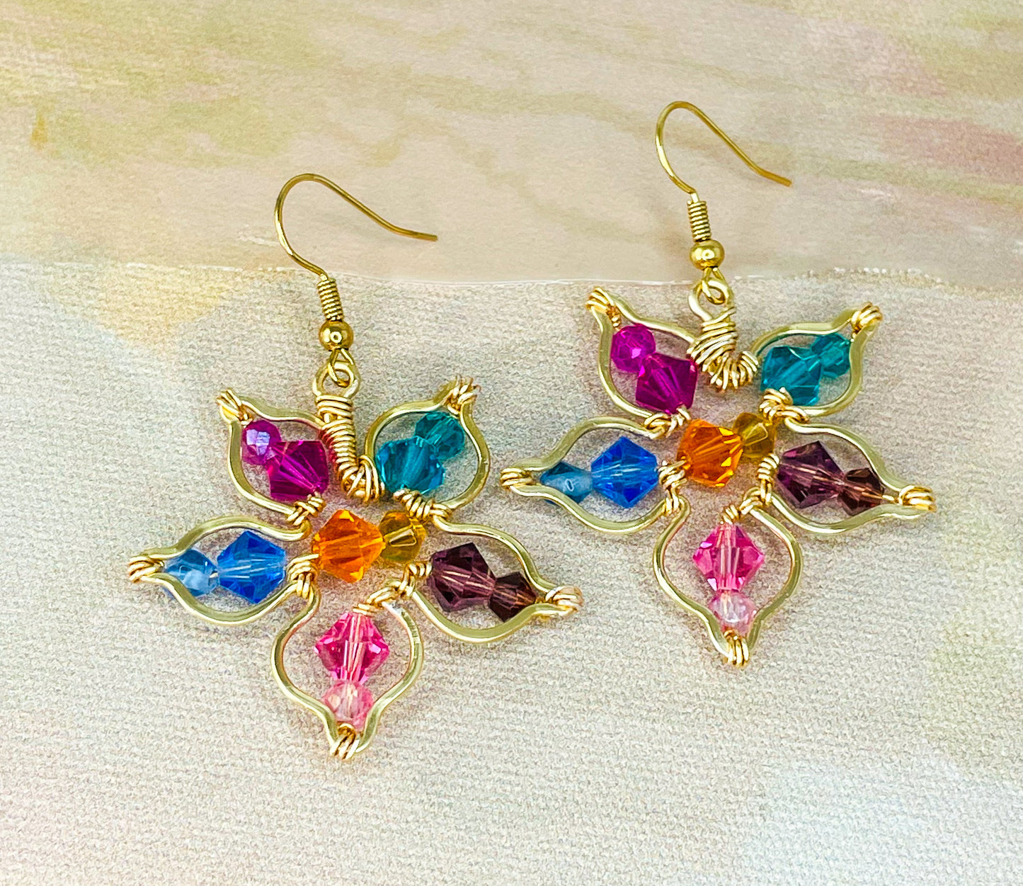 Flower Blossom Wire Wrapped Earrings