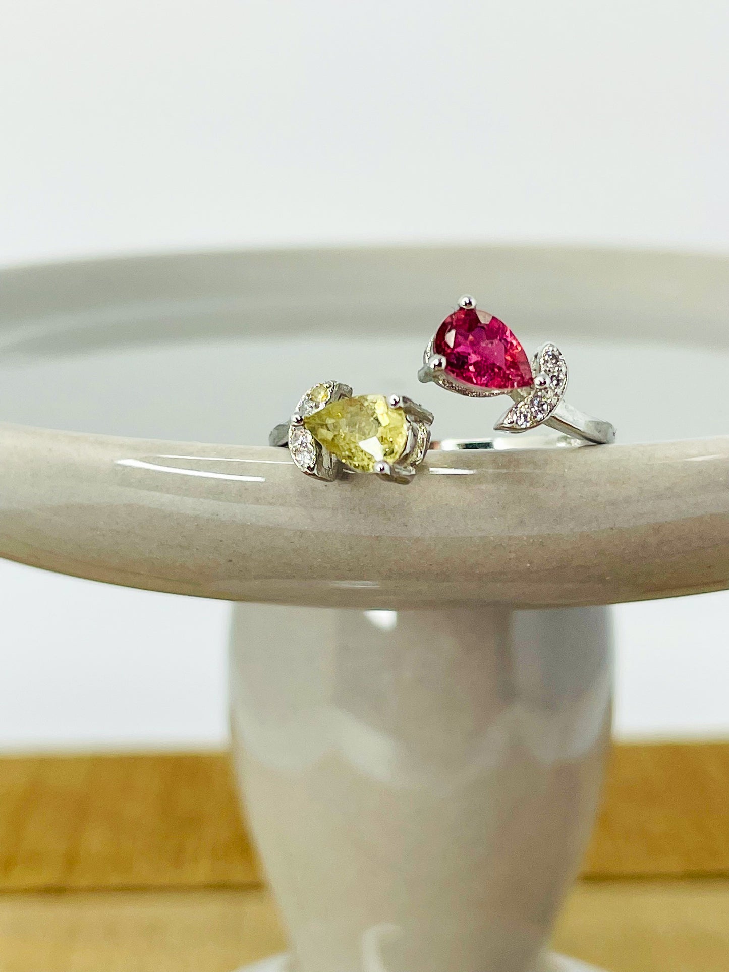 Sterling Silver Natural Tourmaline Petal Wrap Ring