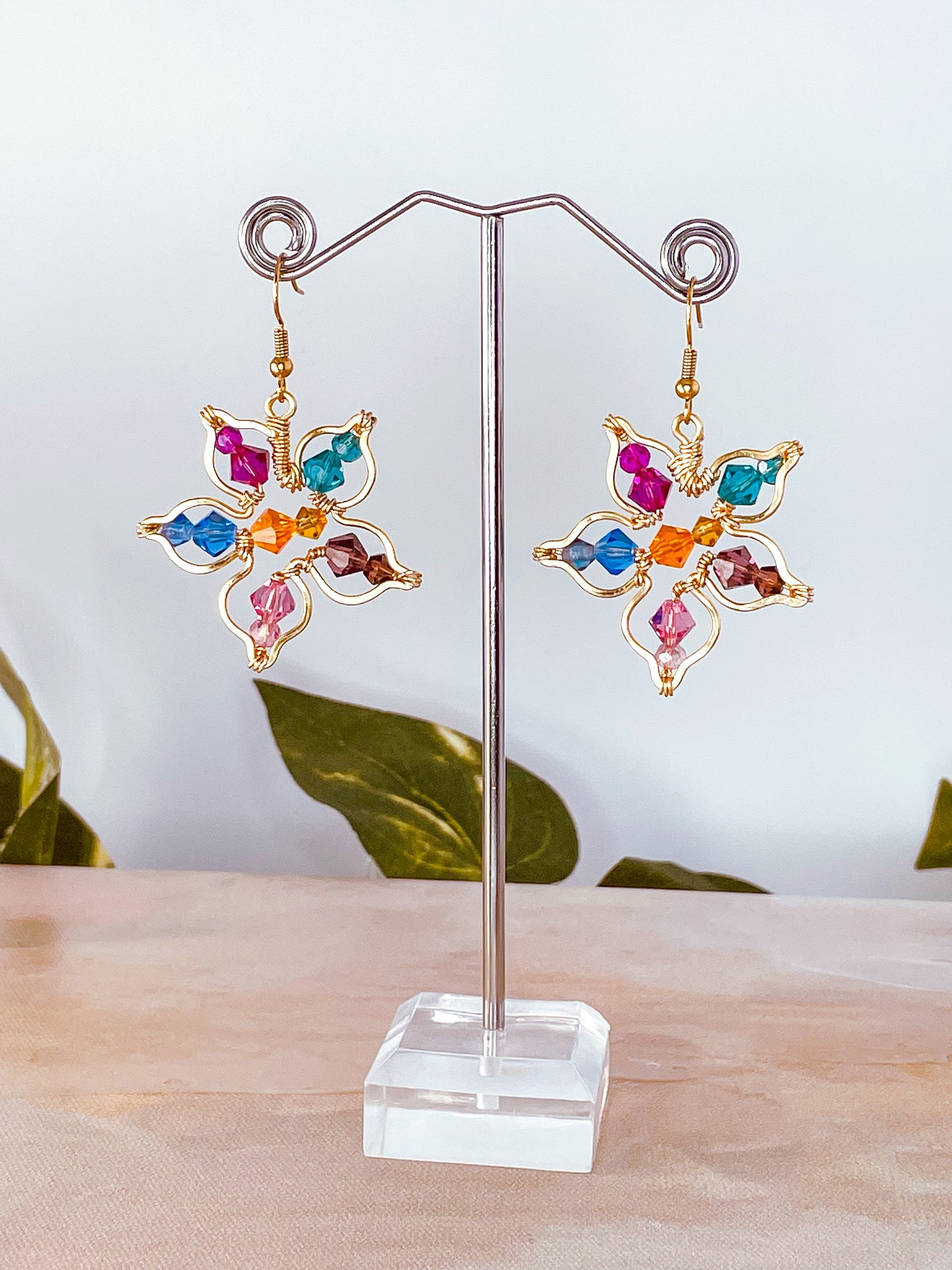 Flower Blossom Wire Wrapped Earrings