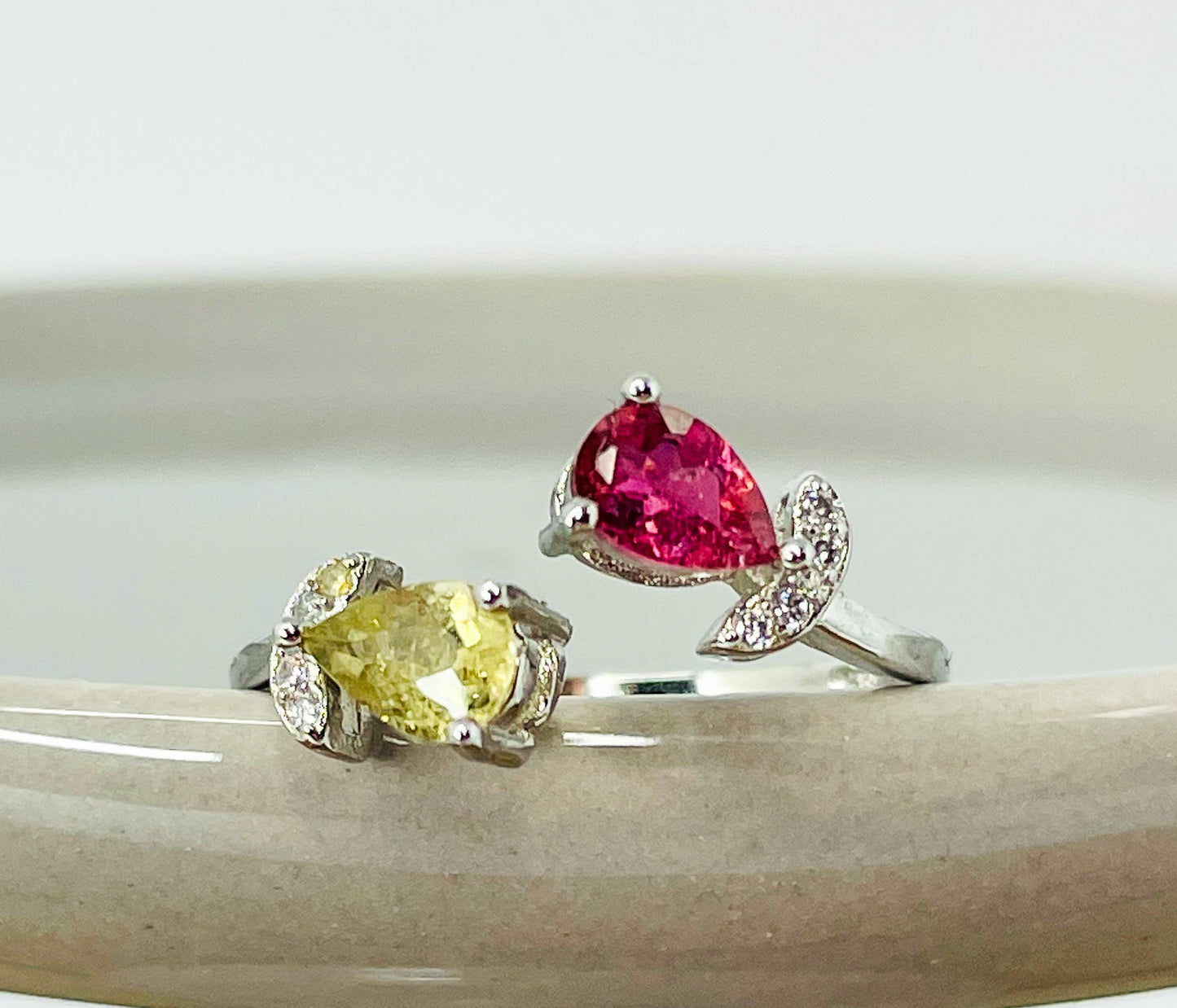 Sterling Silver Natural Tourmaline Petal Wrap Ring