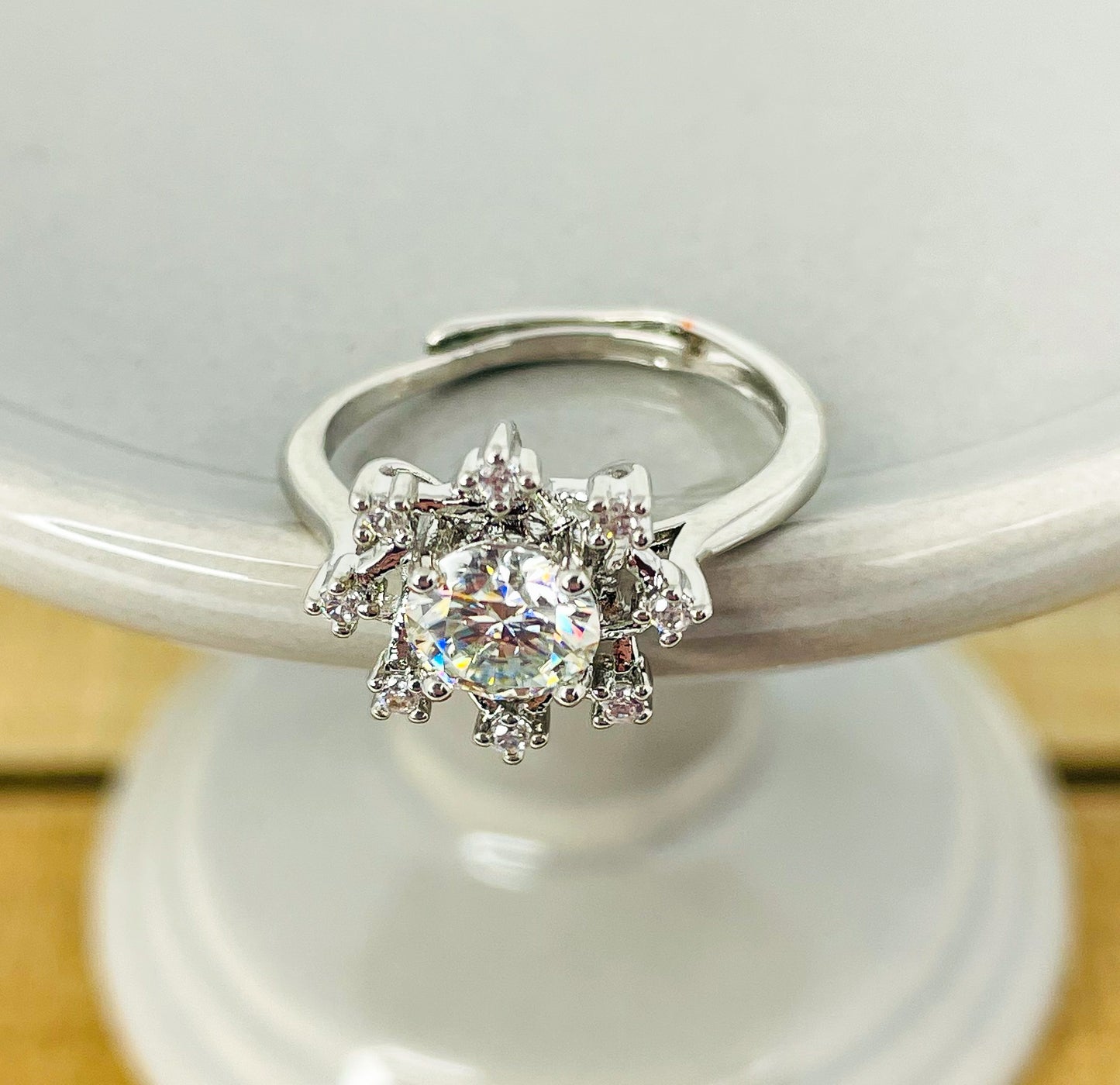 Moissanite Snowflake Silver Ring