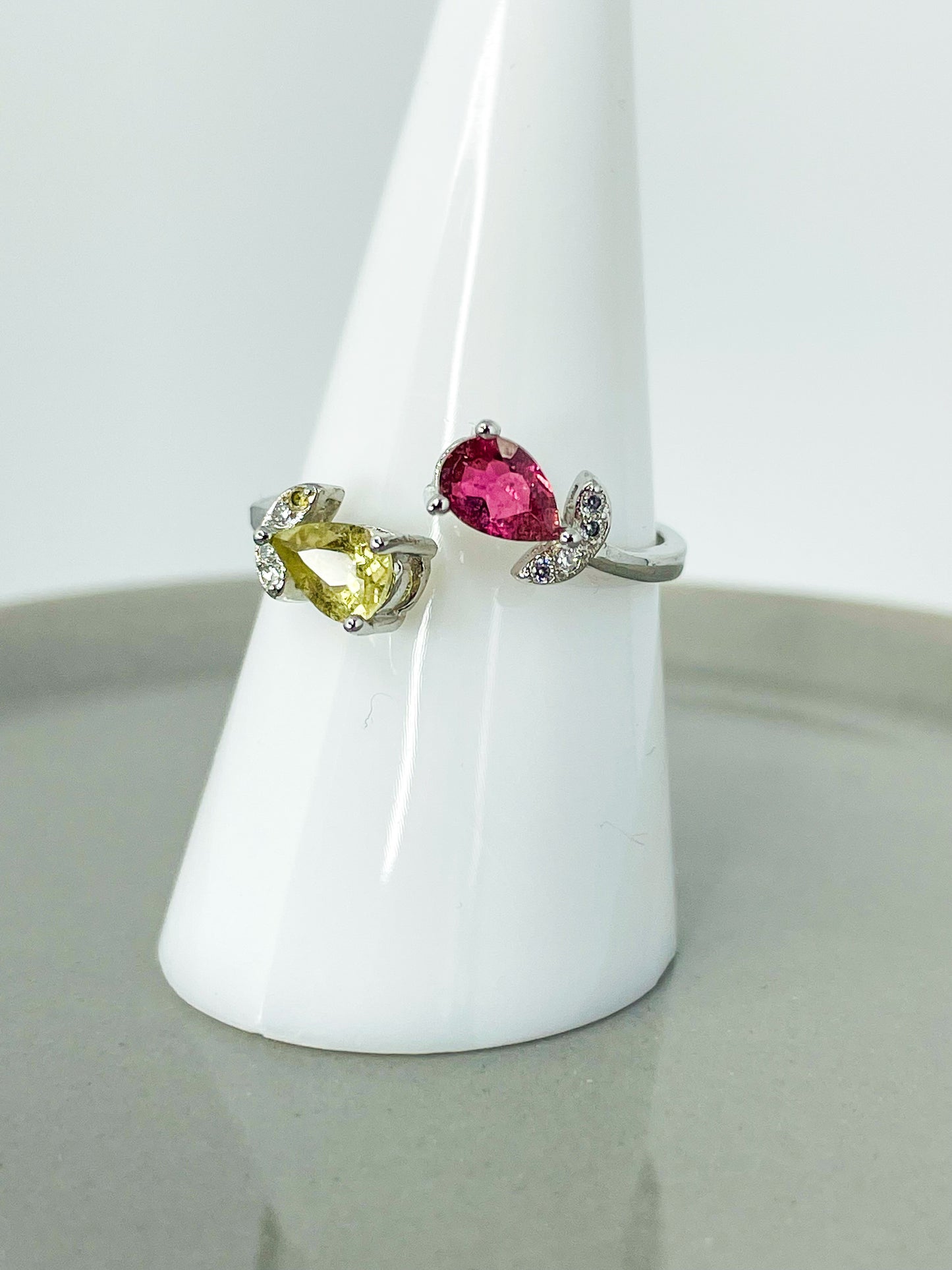 Sterling Silver Natural Tourmaline Petal Wrap Ring