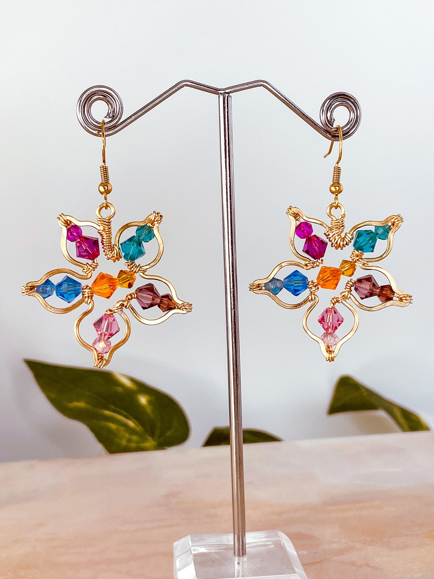 Flower Blossom Wire Wrapped Earrings