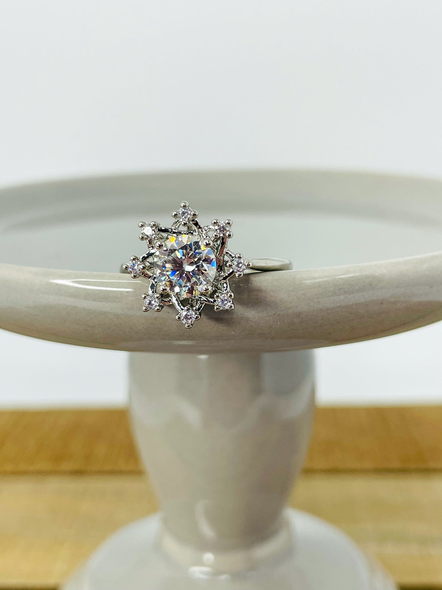 Moissanite Snowflake Silver Ring
