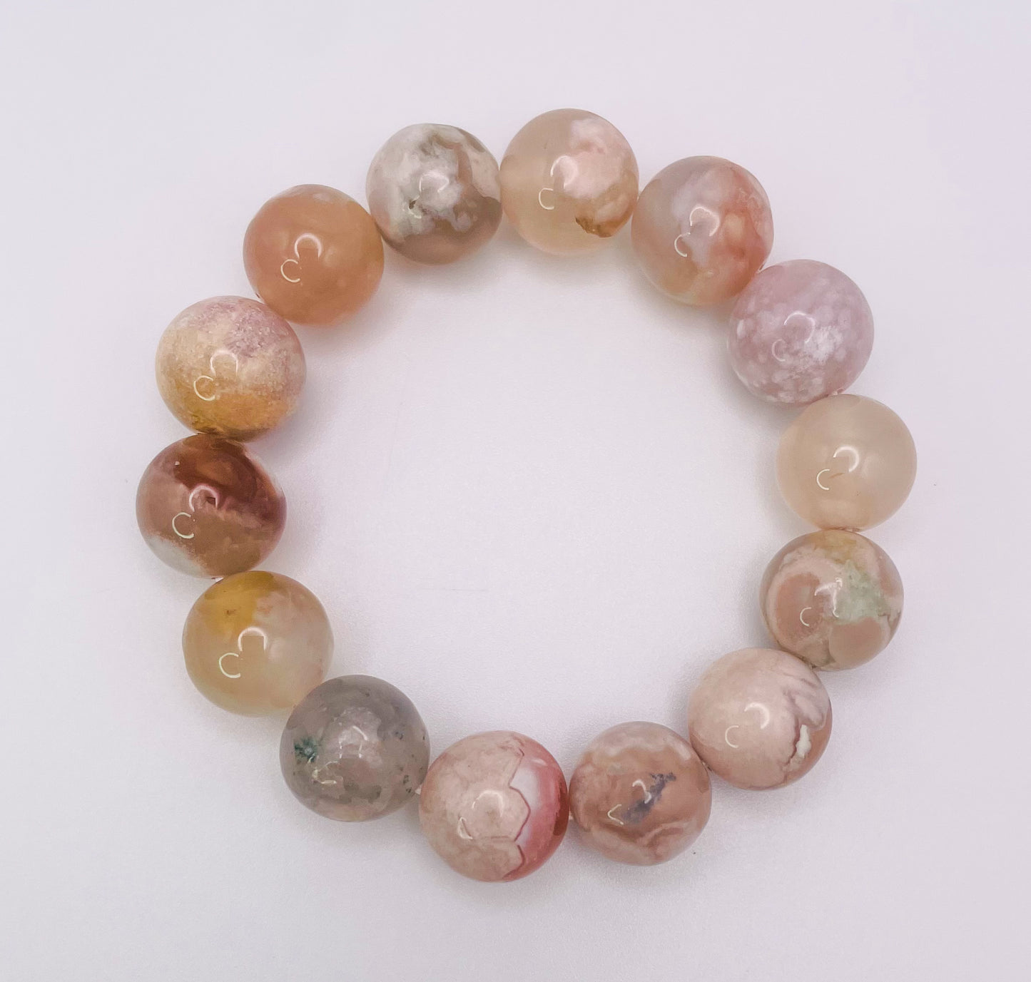 Natural Sakura Flower Agate Crystal Bracelet