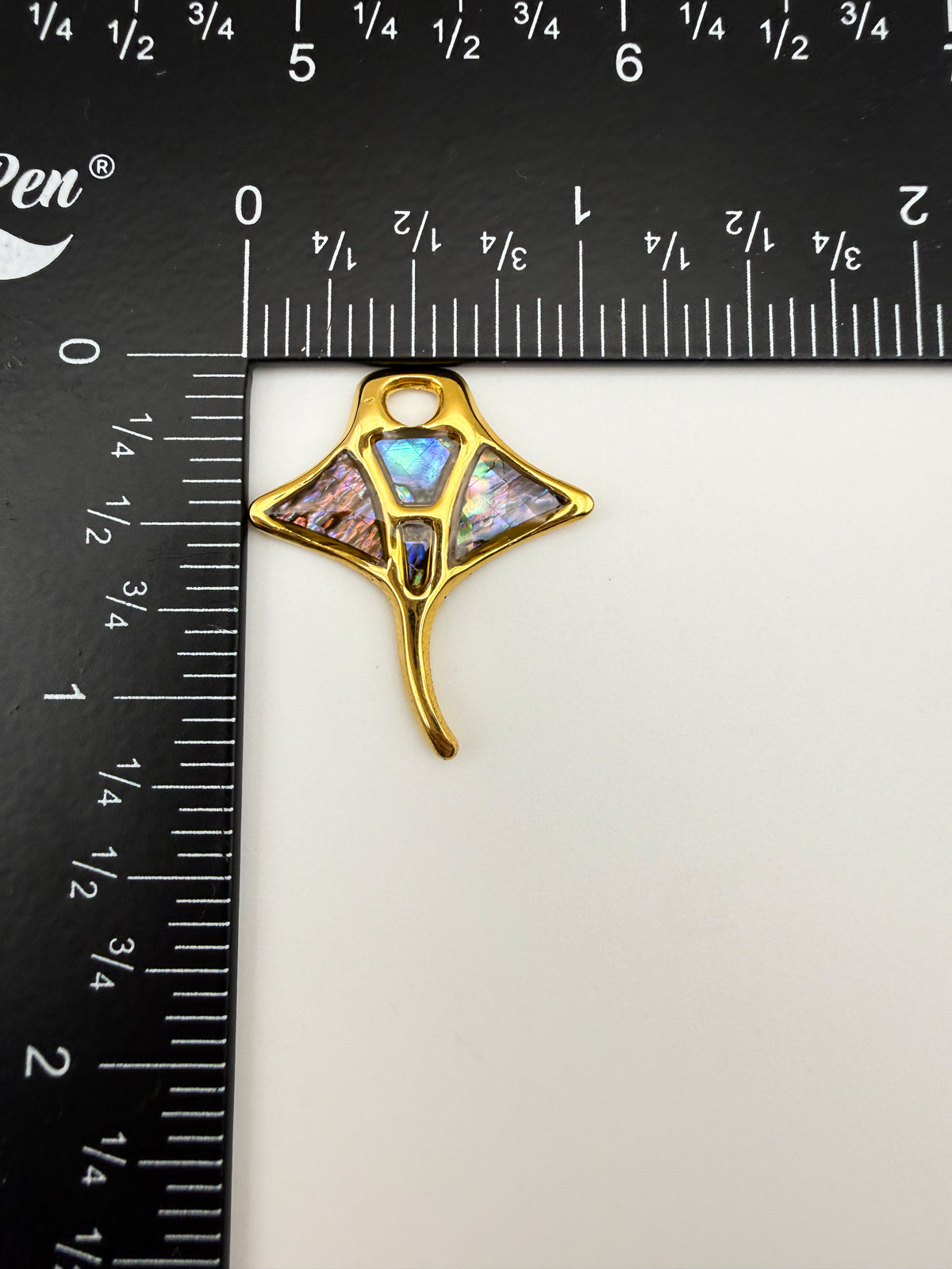 Gold Stainless Steel Abalone Shell Mantra Ray Sea Creature Charm Pendant DIY