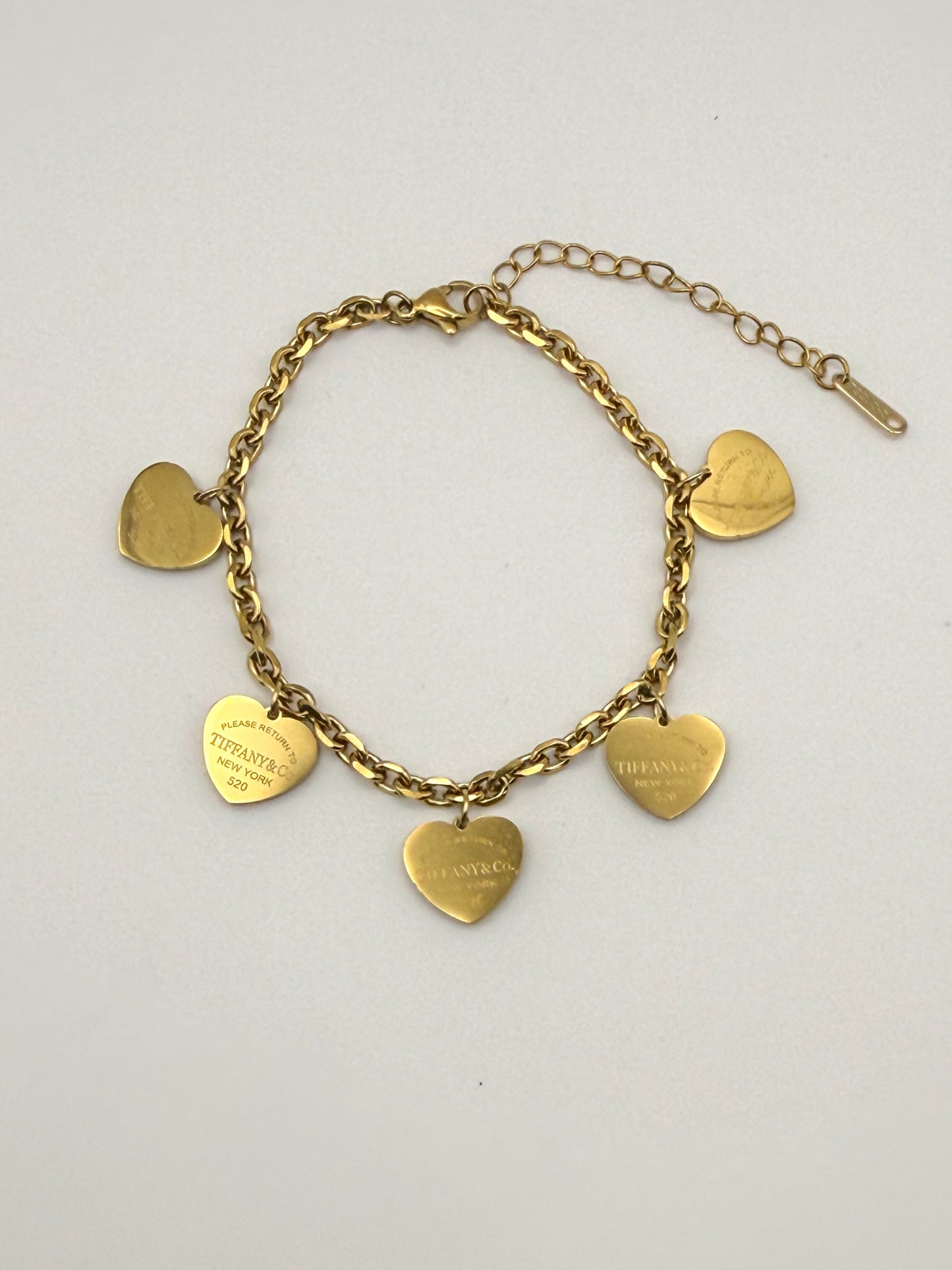 Gold & Silver T&Co Dangle Charm Chain Bracelet