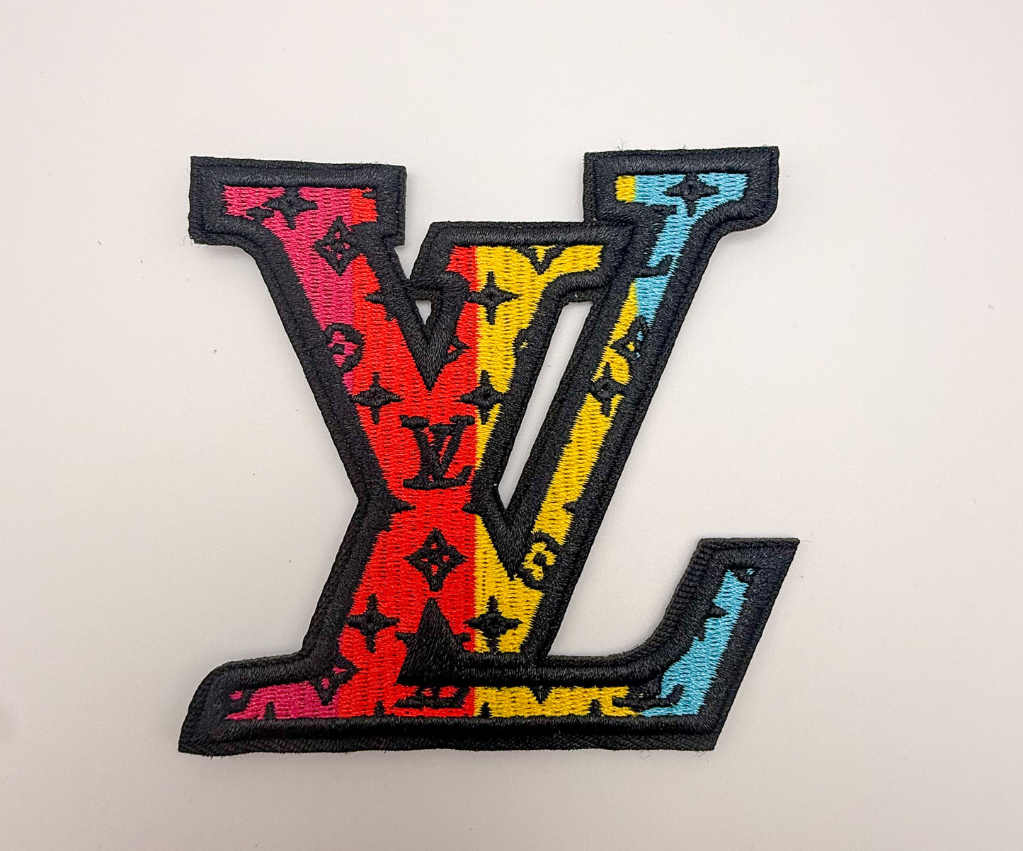 Variety of Colorful LV Designer Glue on Sew on Fabric Patches