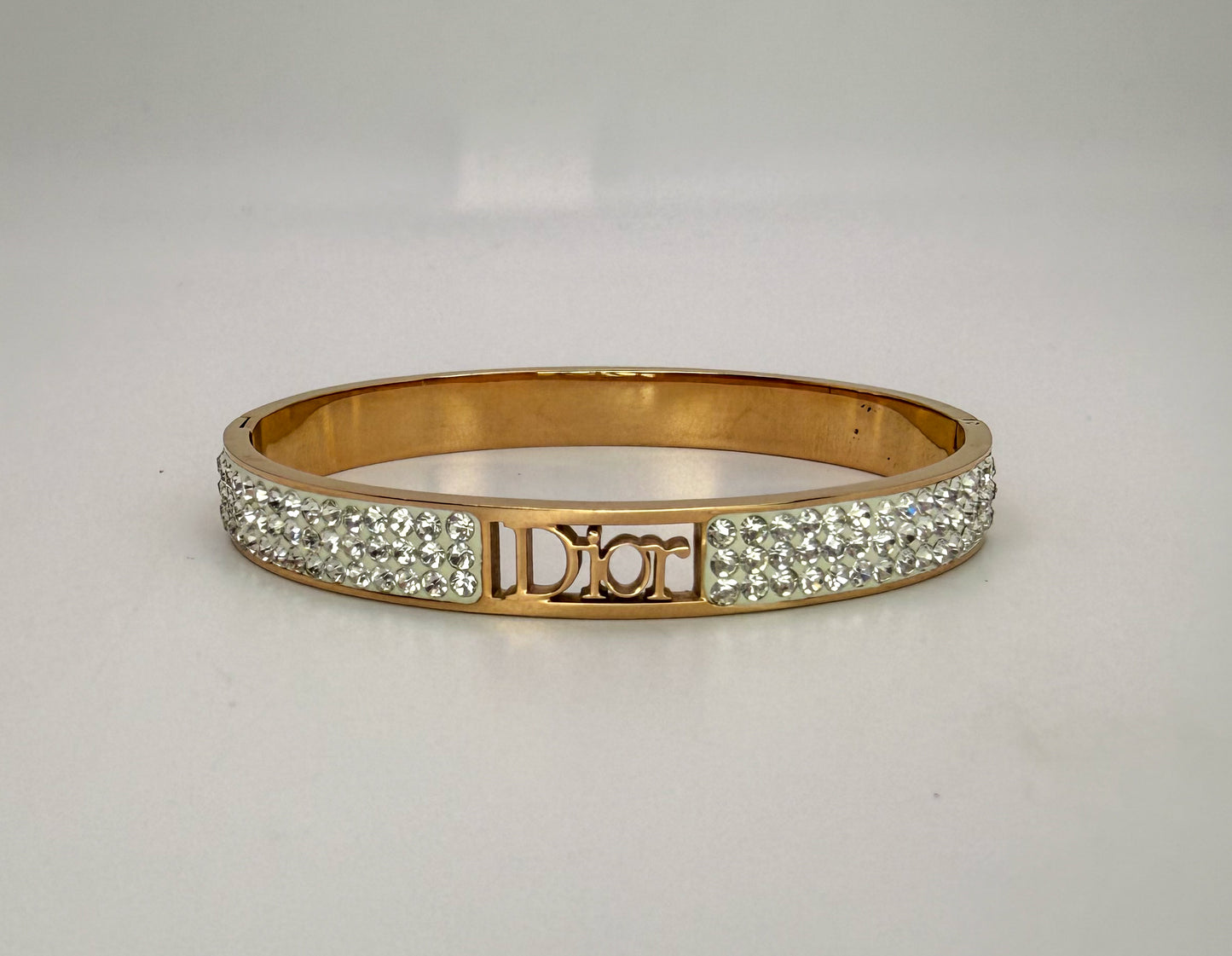 Gold Sparkly Dior Stainless Steel Bangle Bracelet