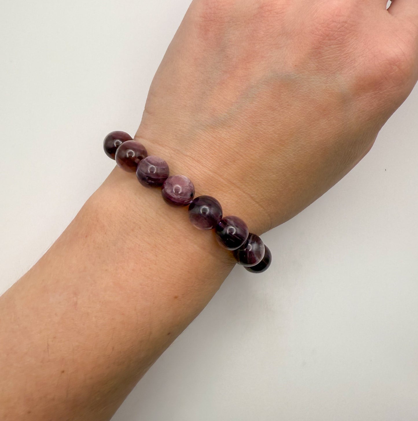 Purple Lepidolite Mica Crystal Beaded Bracelet