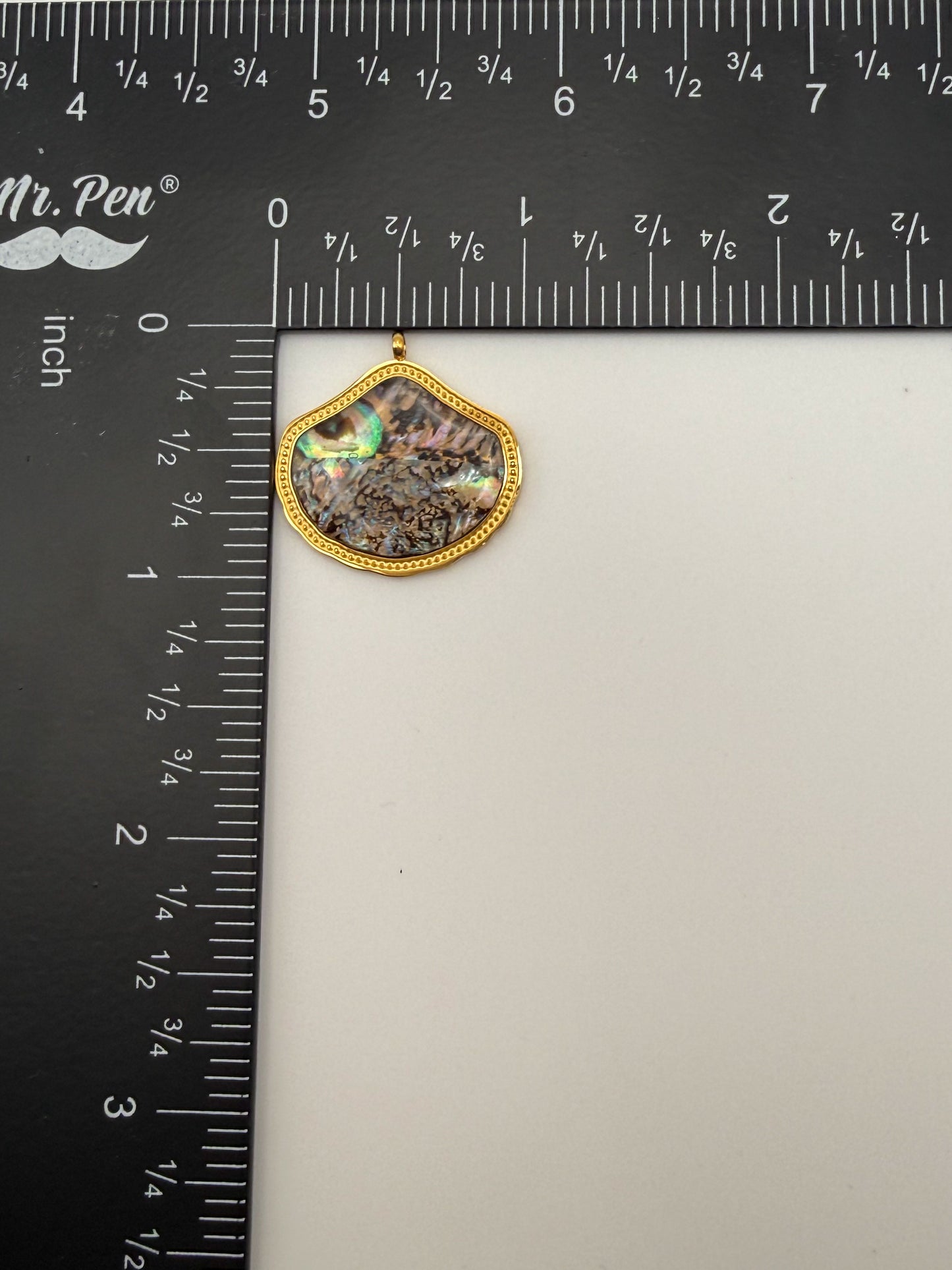 Stainless Steel Gold cased Abalone Shell Freeform Charm Pendant