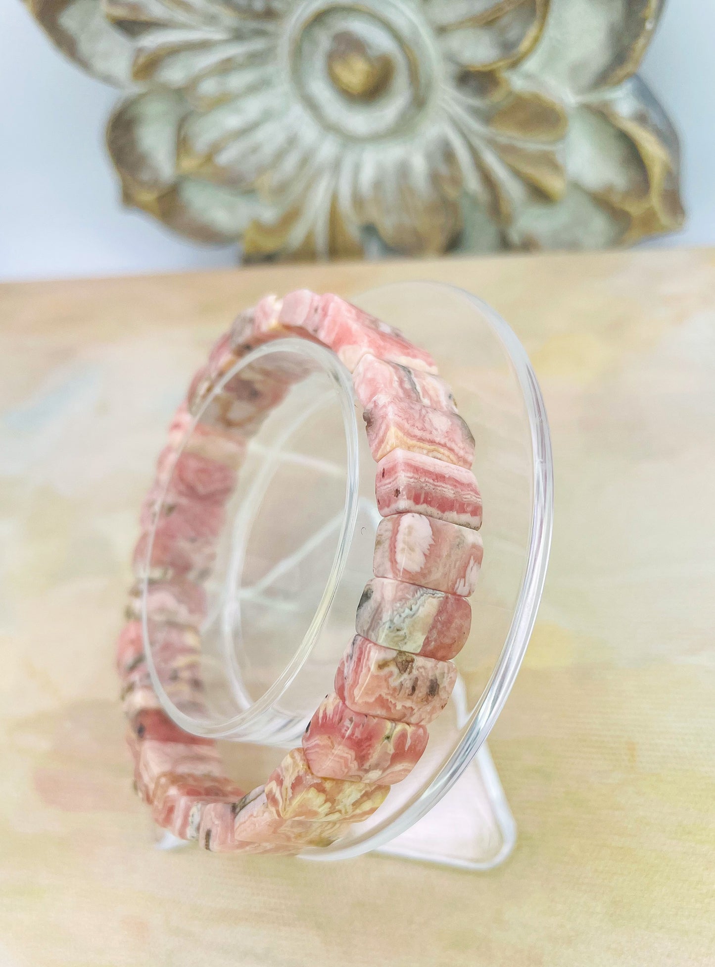 Natural Rhodochrosite Bangle Crystal Bracelet