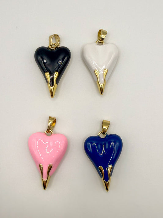 Gold Dripping Heart Gold Metal Pendant