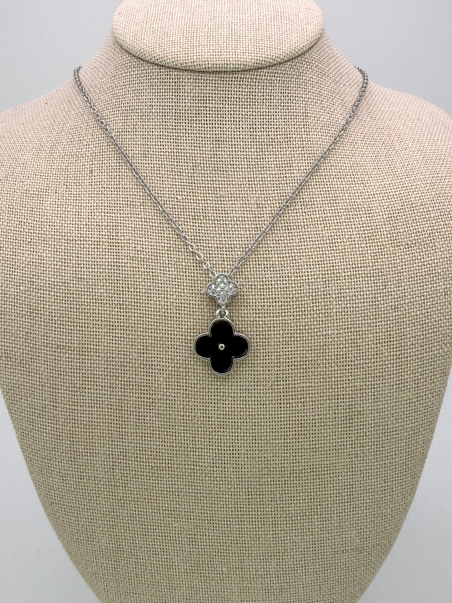 Bling & Natural Shell Double Clover Necklaces