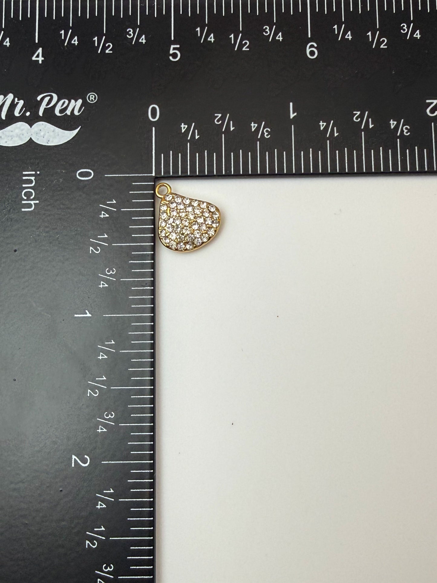 Stainless Steel Gold Zircon Covered Sea Shell Charm