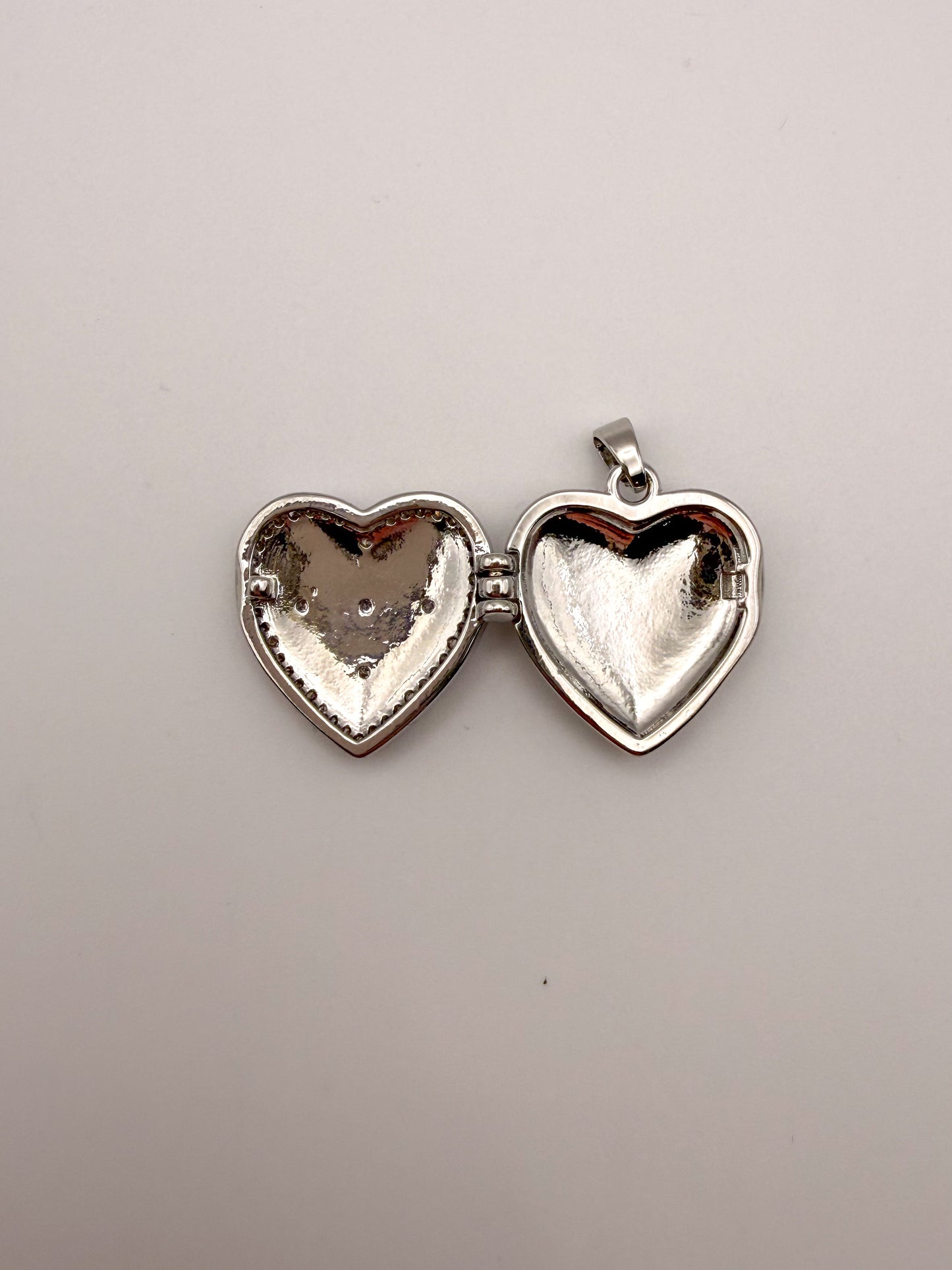 Silver Heart Enameled Emblem Locket Charm Pendant