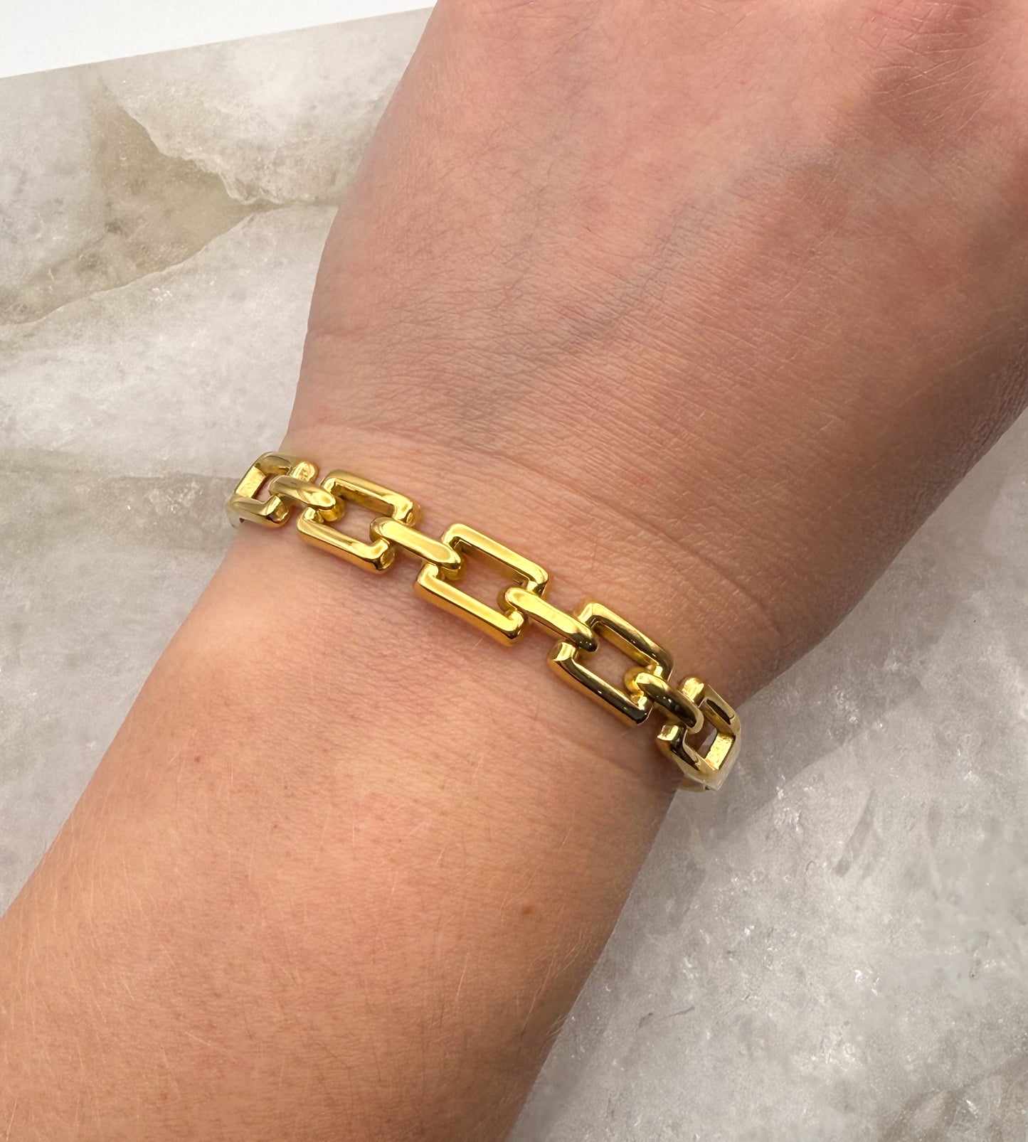 Gold Stainless Steel Chain Link Bangle Bracelet