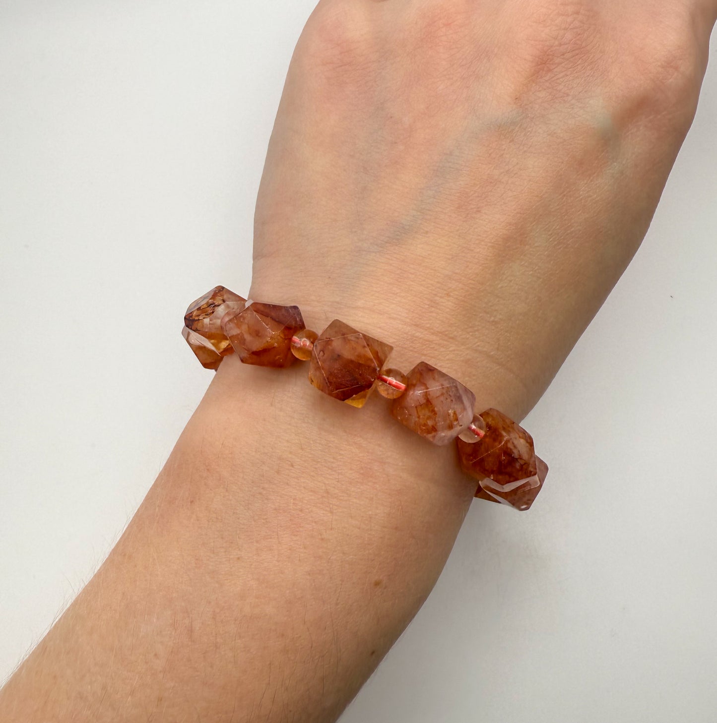 High Quality Fire Quartz Freeform Crystal Beaded Bracelet