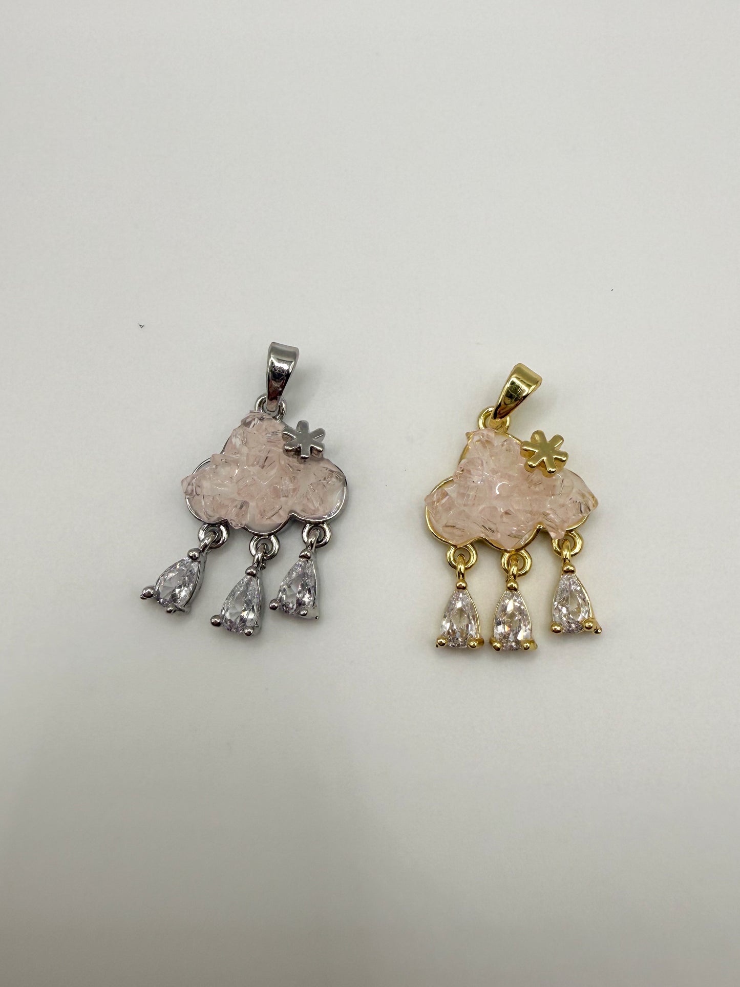 Druzy Cloud Dangle Gold & Silver Charm Pendants