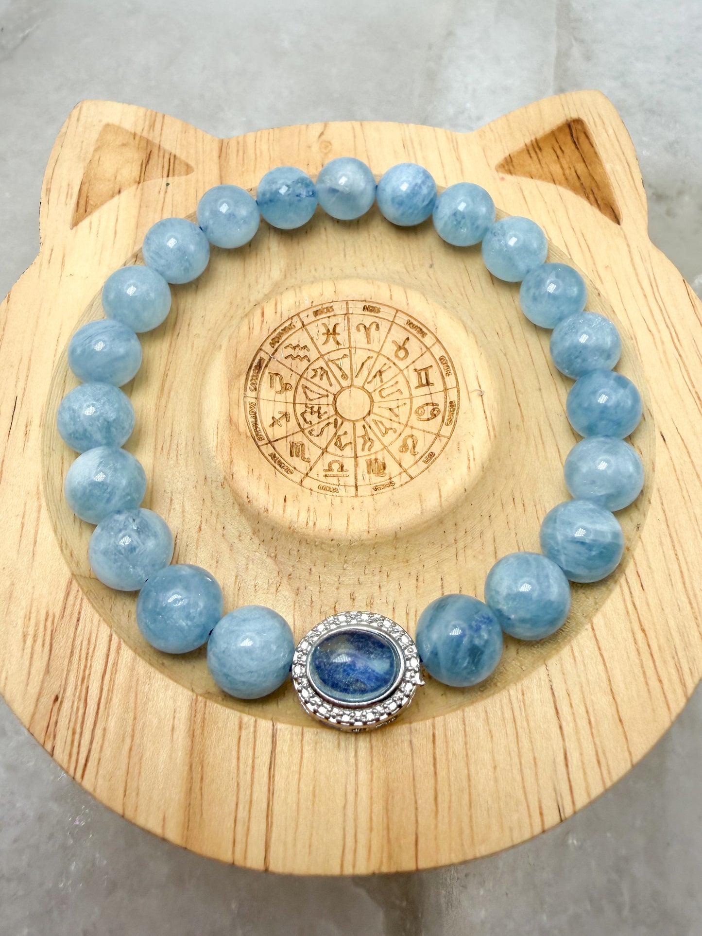 Natural Aquamarine Crystal Stretchy Bracelet