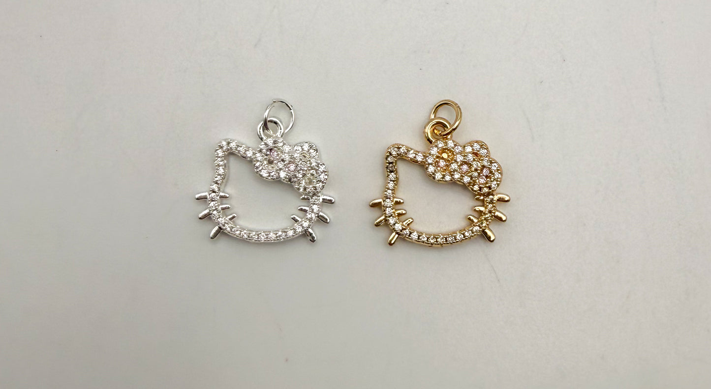 HK Kitty Head Hollow Center Bling Charms