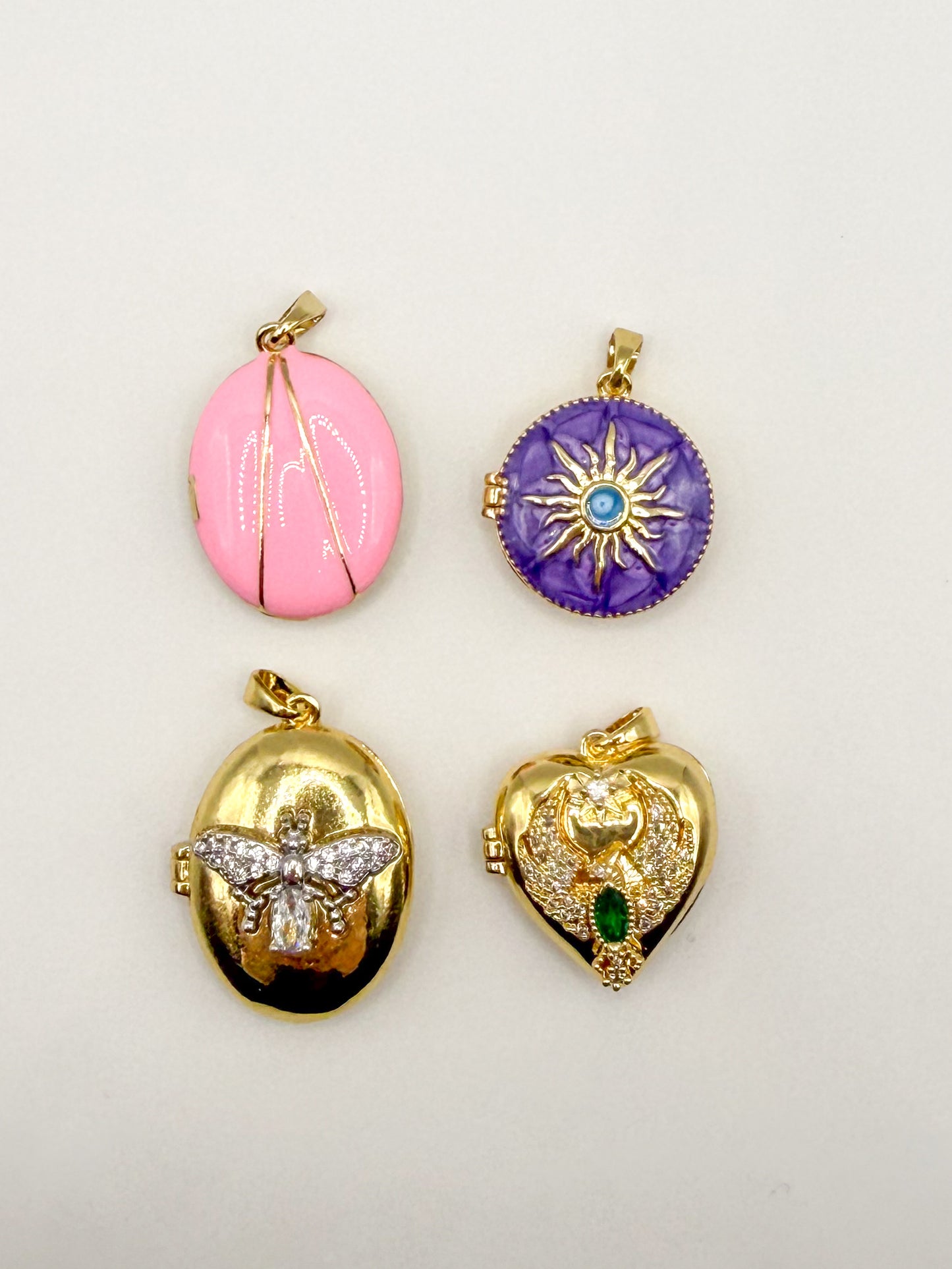 Variety of Gold Locket Charm Pendants