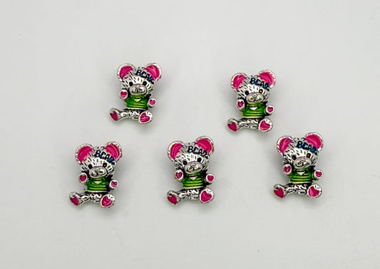 Silver Teddy Bear Spacer Charm for Charm Bracelets