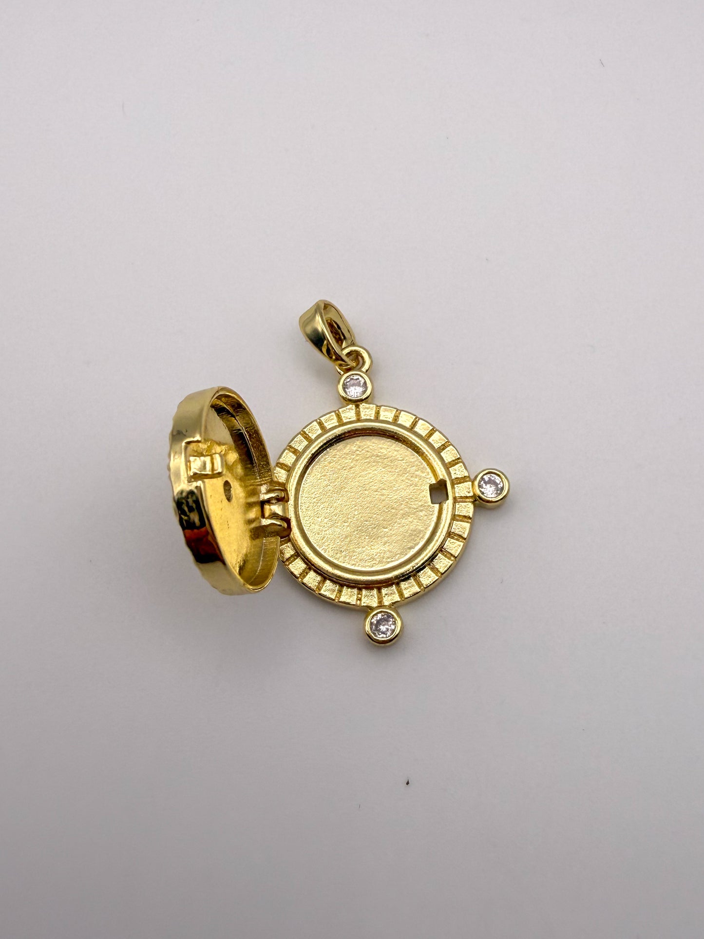 Gold Compass Locket Charm Pendant