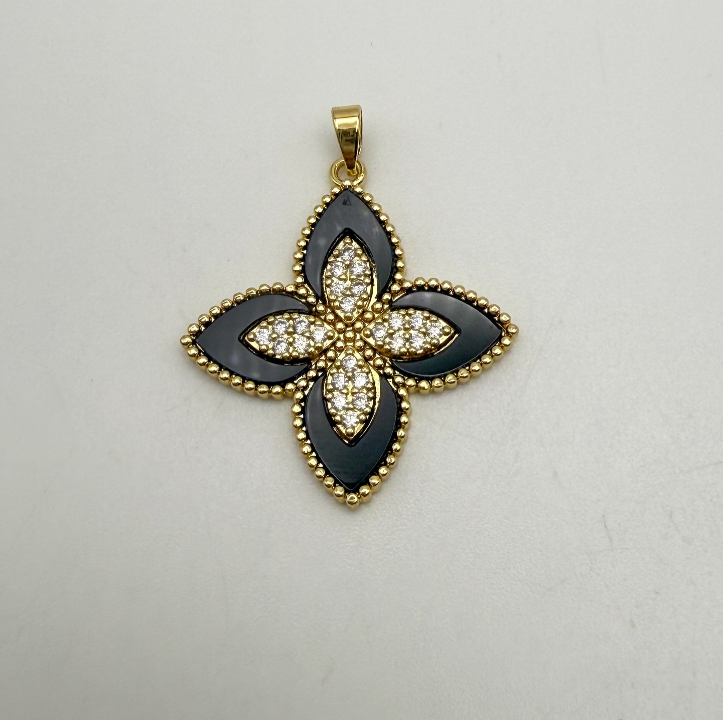 LV Inspired Clover Design Pendants with Natural Shell Inserts