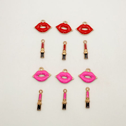 Gold Lips & Matching Lipsticks DIY Charm Mix