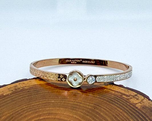 LV Designer Rose Gold Stainless Steel Bangle Bracelet
