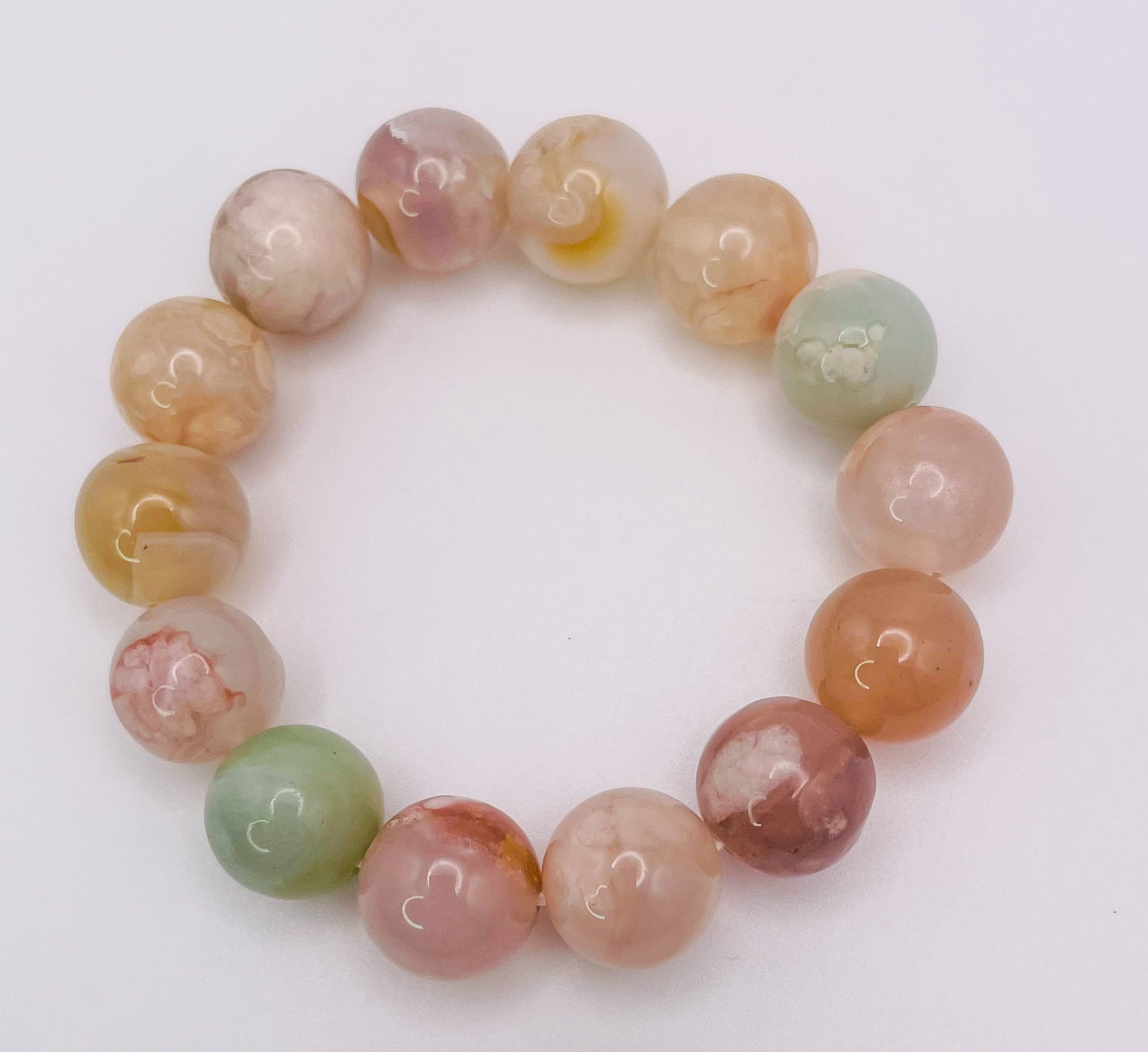 Natural Sakura Flower Agate Crystal Bracelet