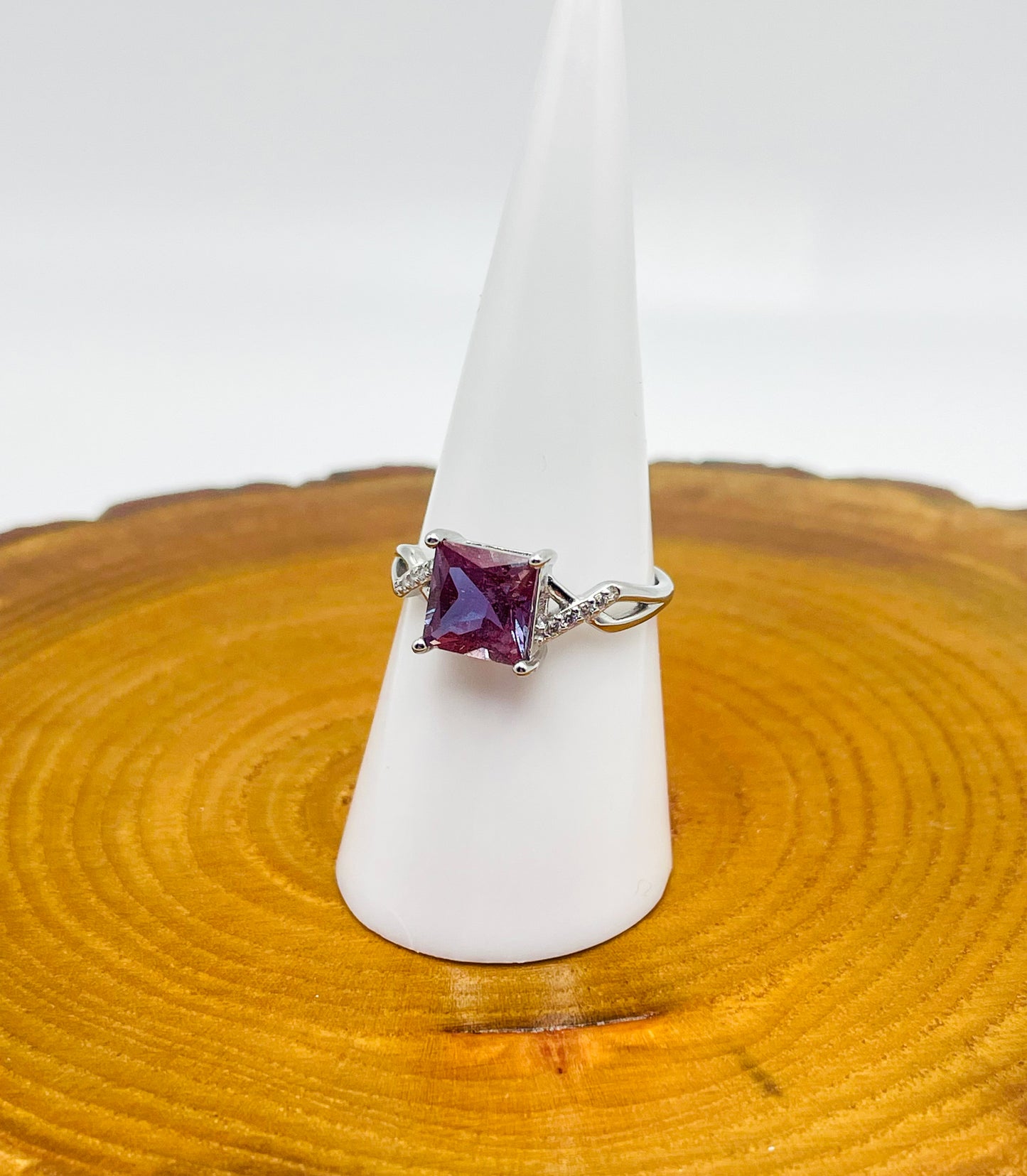 Sterling Silver Alexandrite Square Infinity Adjustable Ring