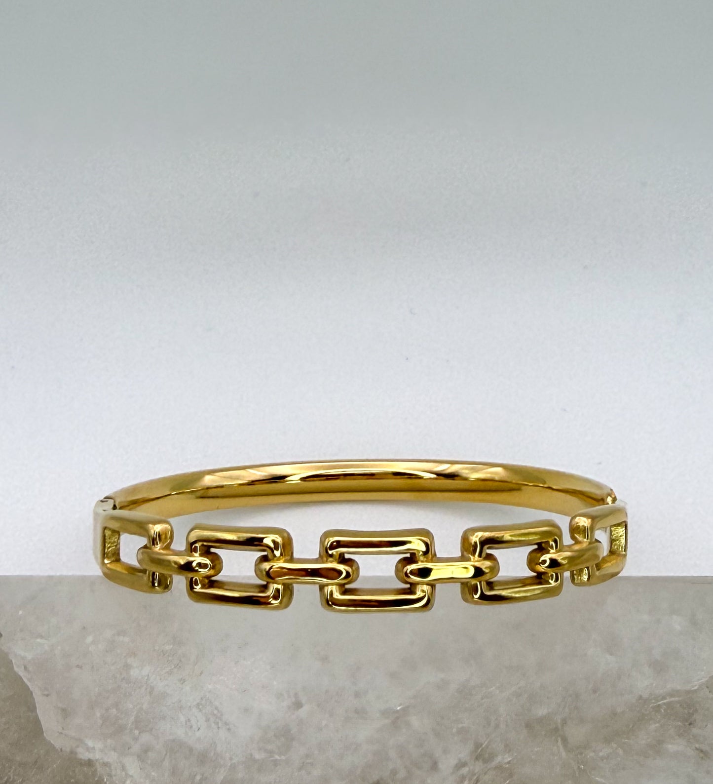 Gold Stainless Steel Chain Link Bangle Bracelet