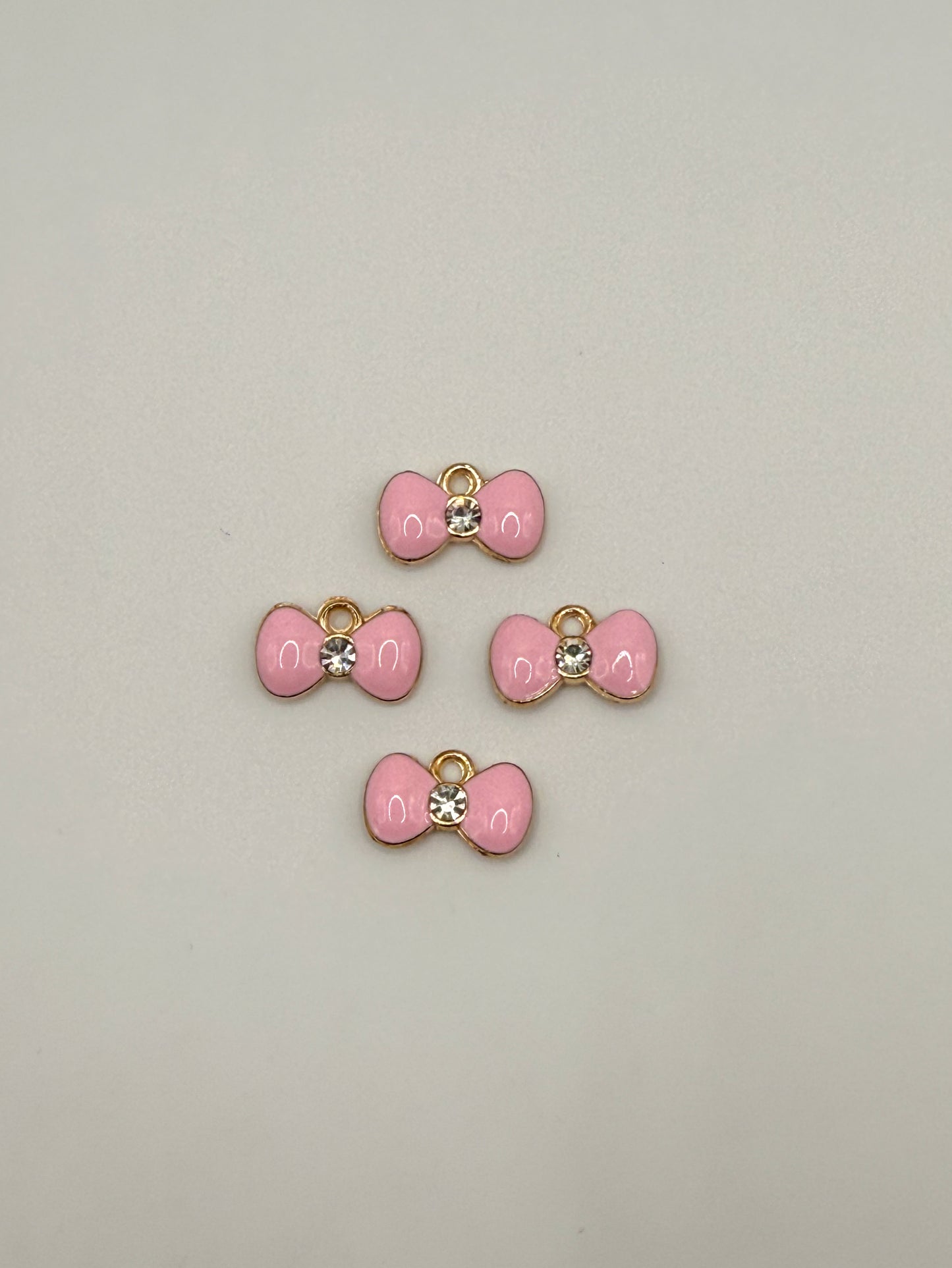 Pink Enameled Bow DIY Gold Metal Charms