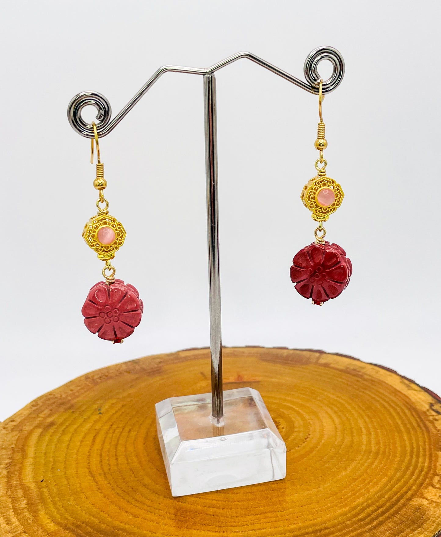 Vibrant Natural Alashan Flower Earrings