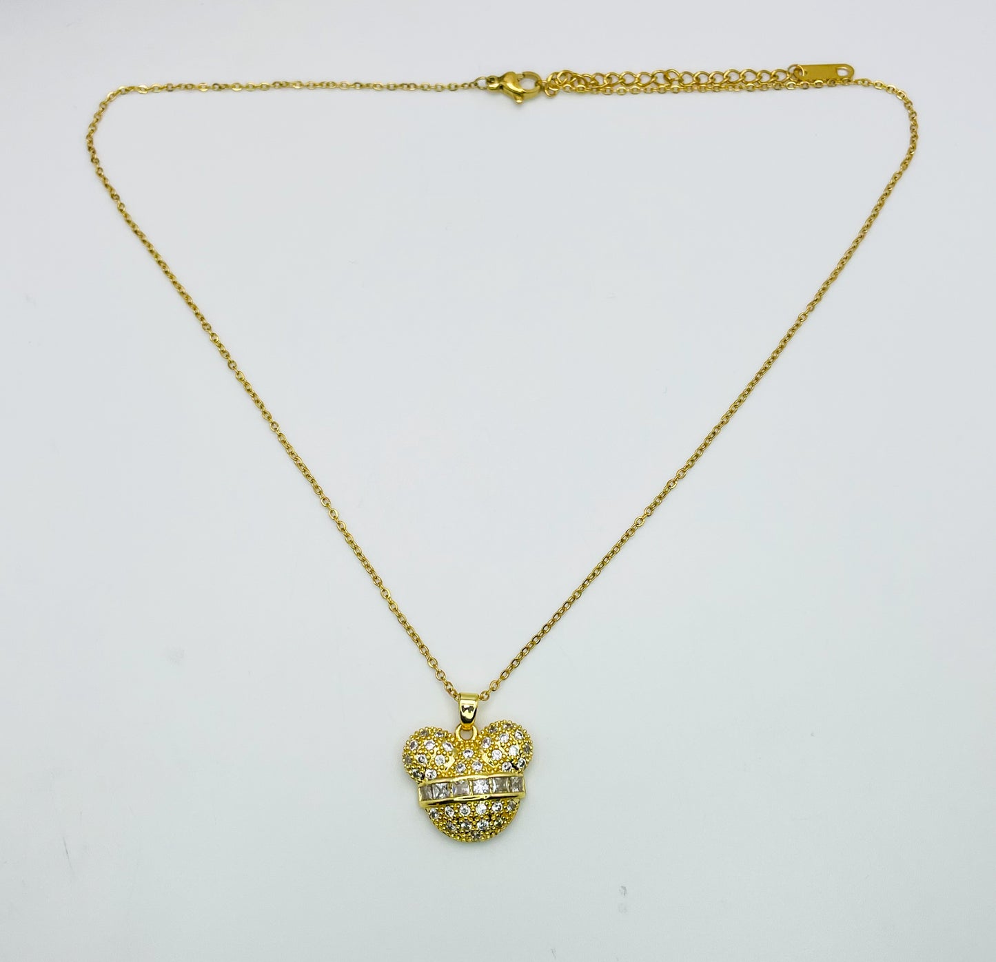 Bling Out Micky Head S925 Sterling Gold & Silver Necklace