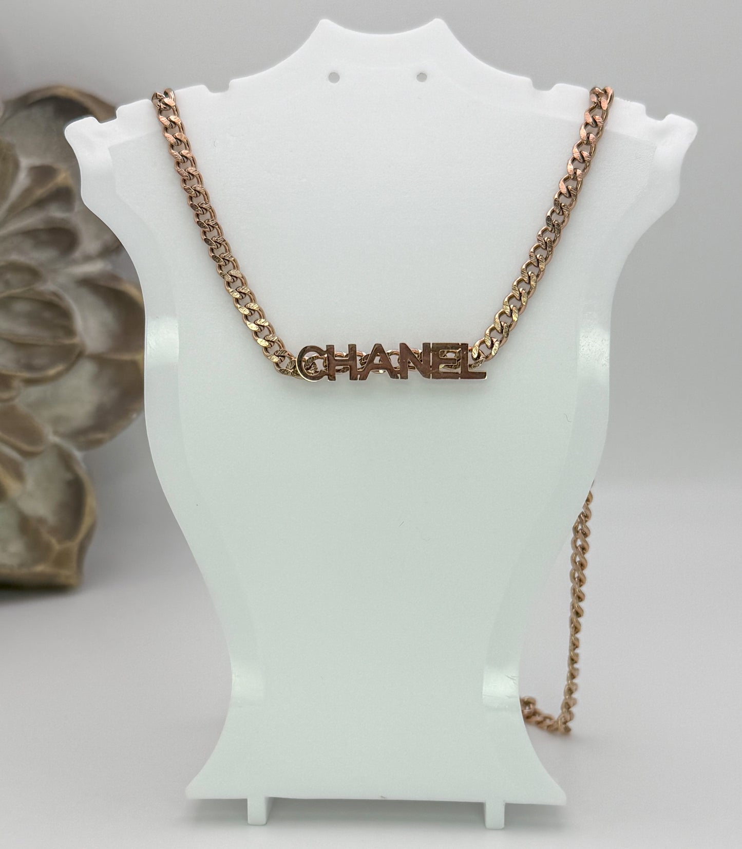 Rose Gold CC Cuban Style Adjustable Necklace