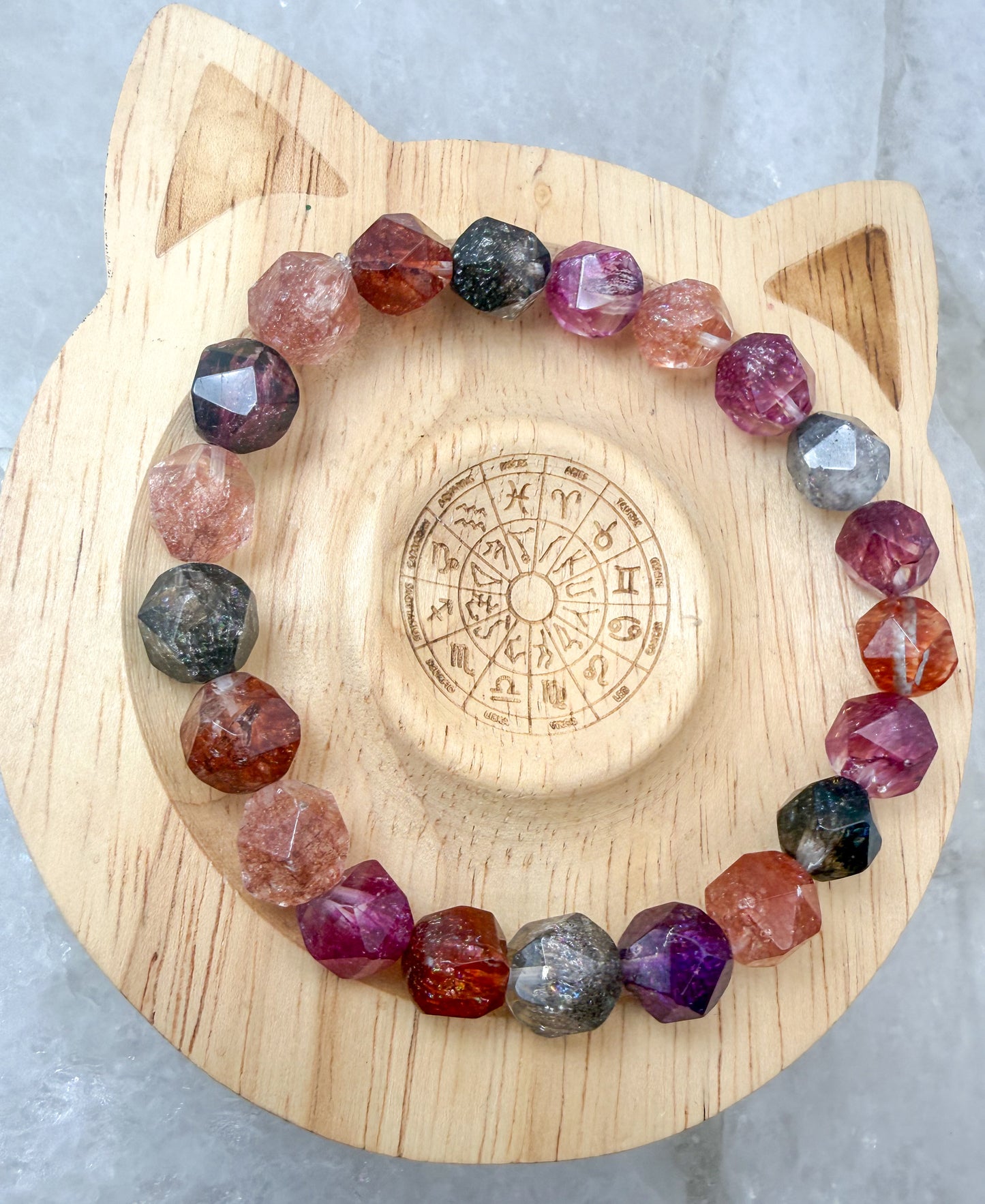 Natural Firework Colorful Super 7 Faceted Crystal Beaded Stretchy Bracelet