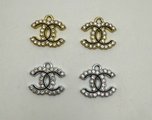 Black lined CC Designer Logo Gold and Silver DIY Charms