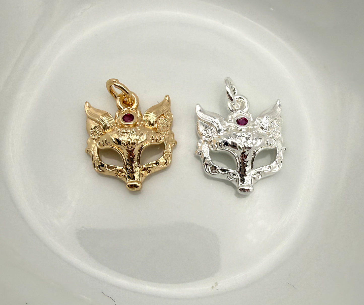 Gold & Silver Fox Mask Metal Charms