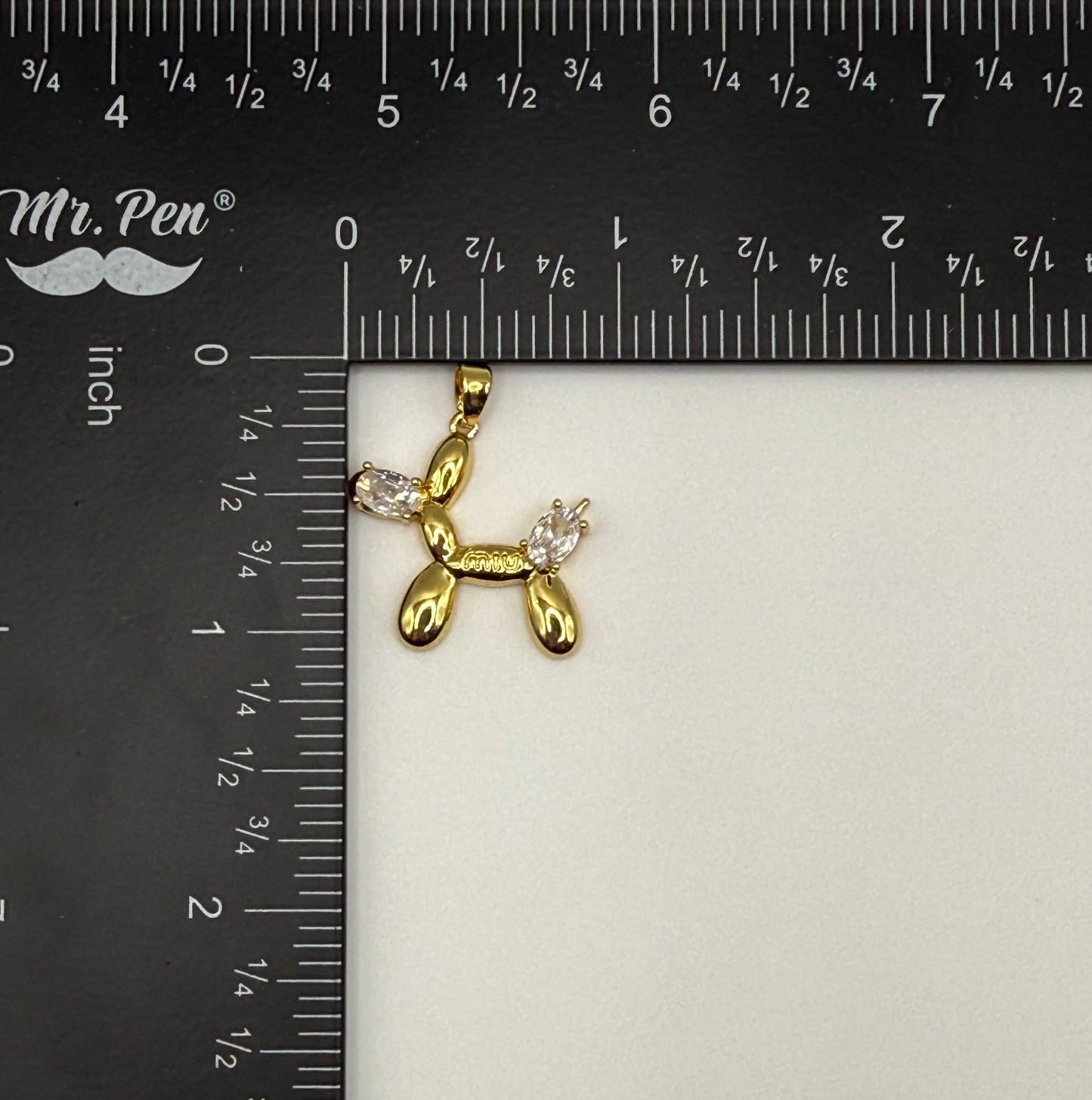 Gold M Ballon Dog Charm Pendant with Zircons